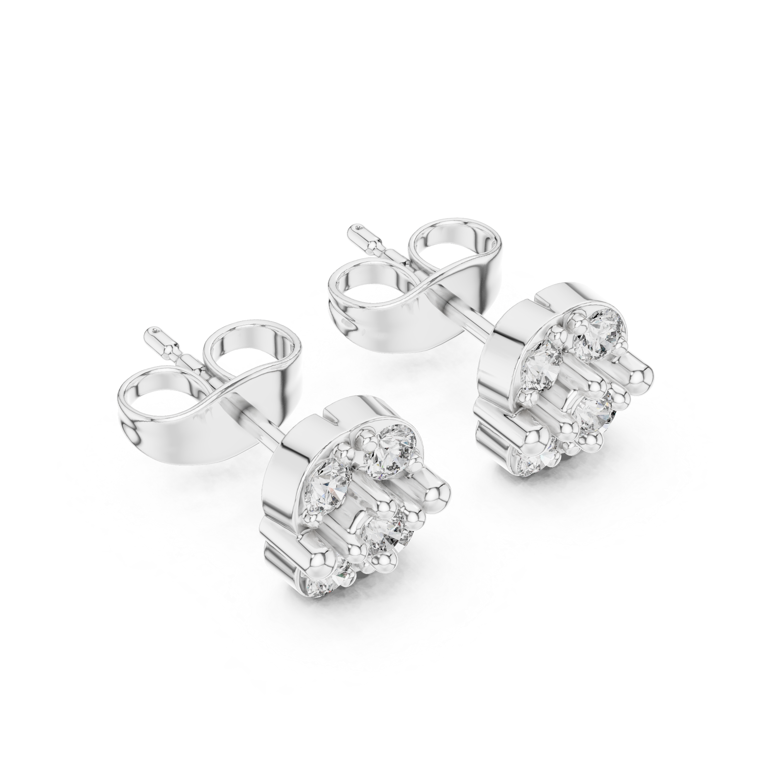 Diamond Cluster Stud Earrings