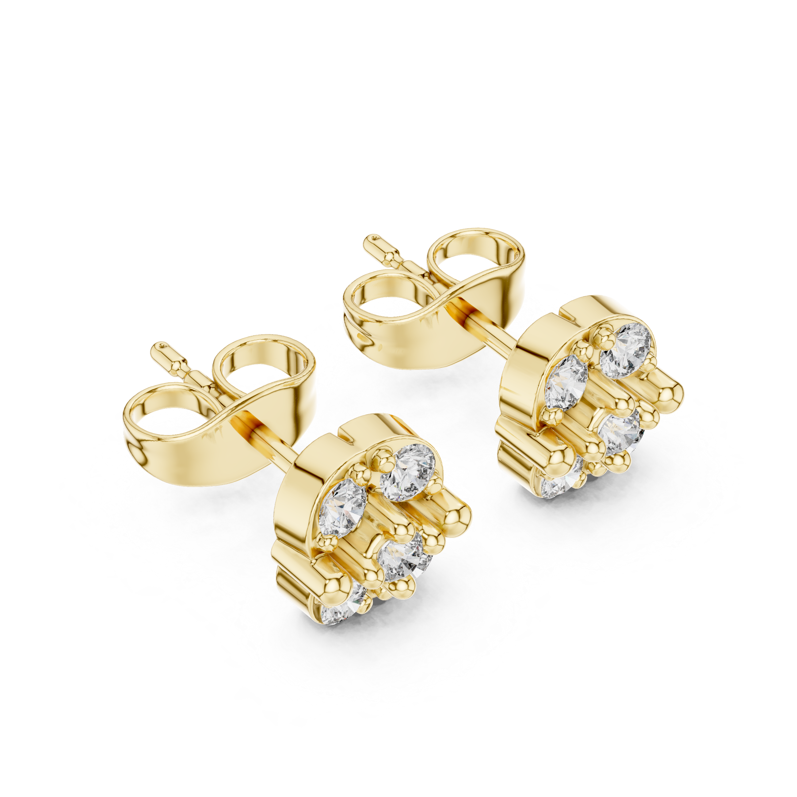 Diamond Cluster Stud Earrings
