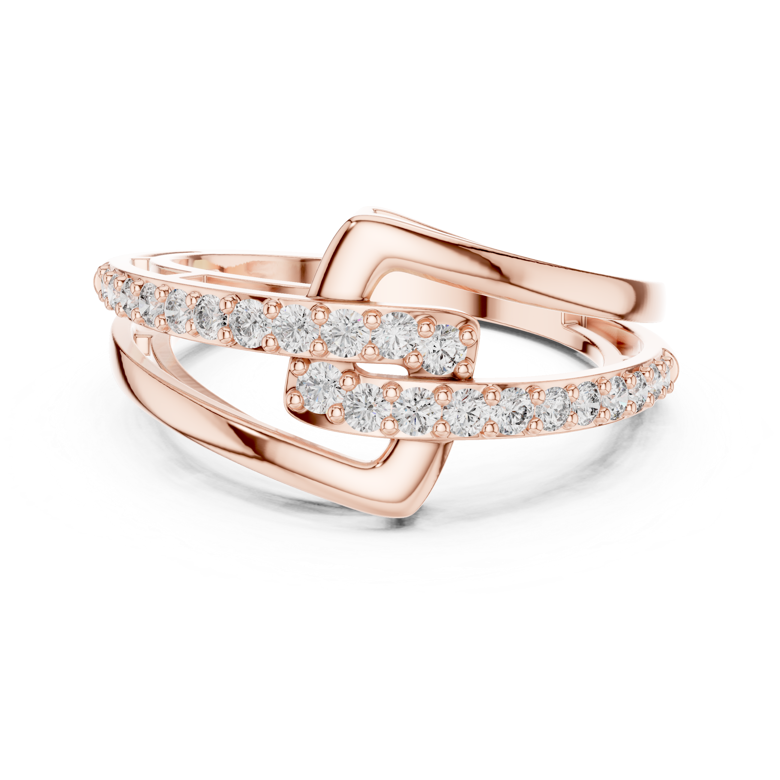 Modern Double Band Pavé Diamond Ring