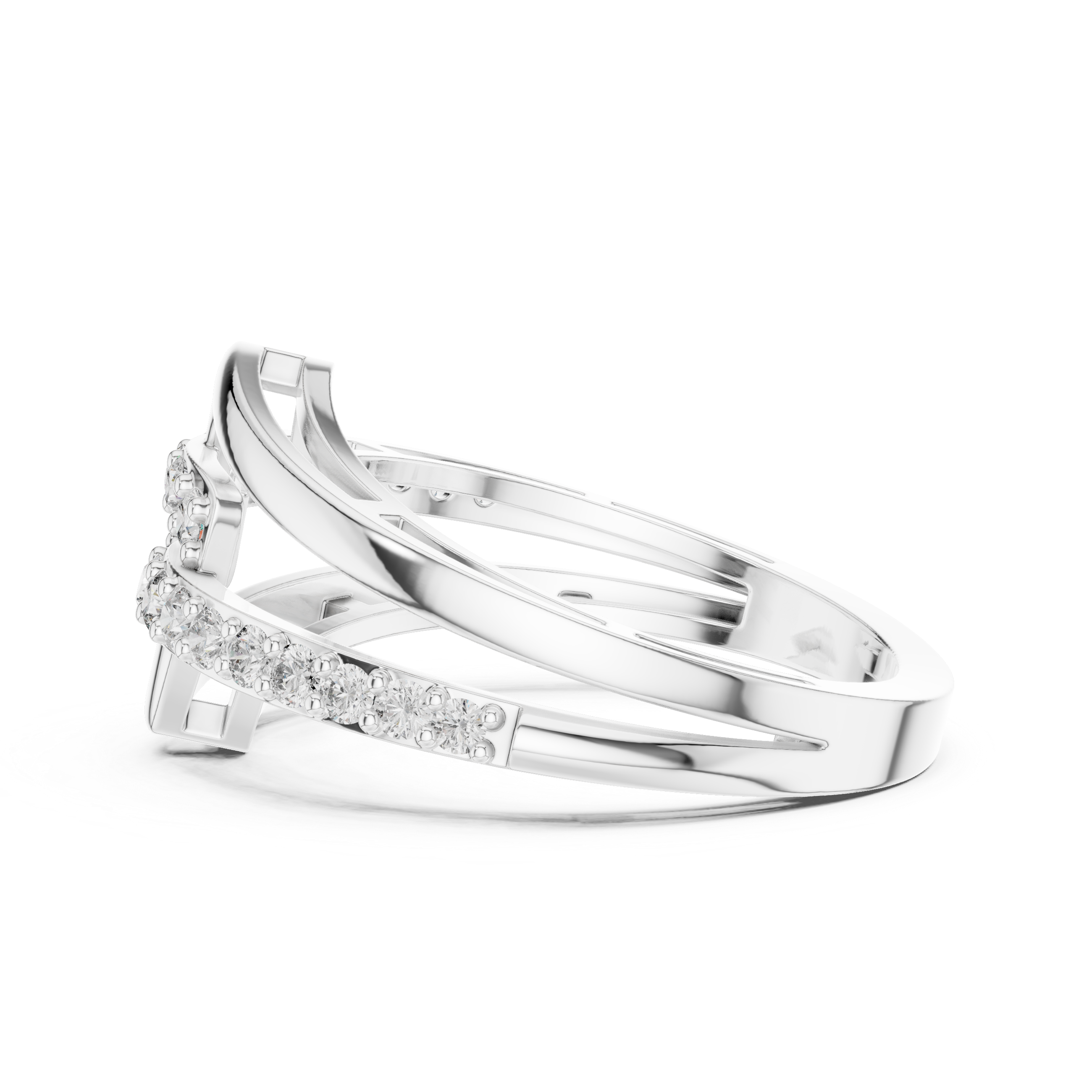 Modern Double Band Pavé Diamond Ring