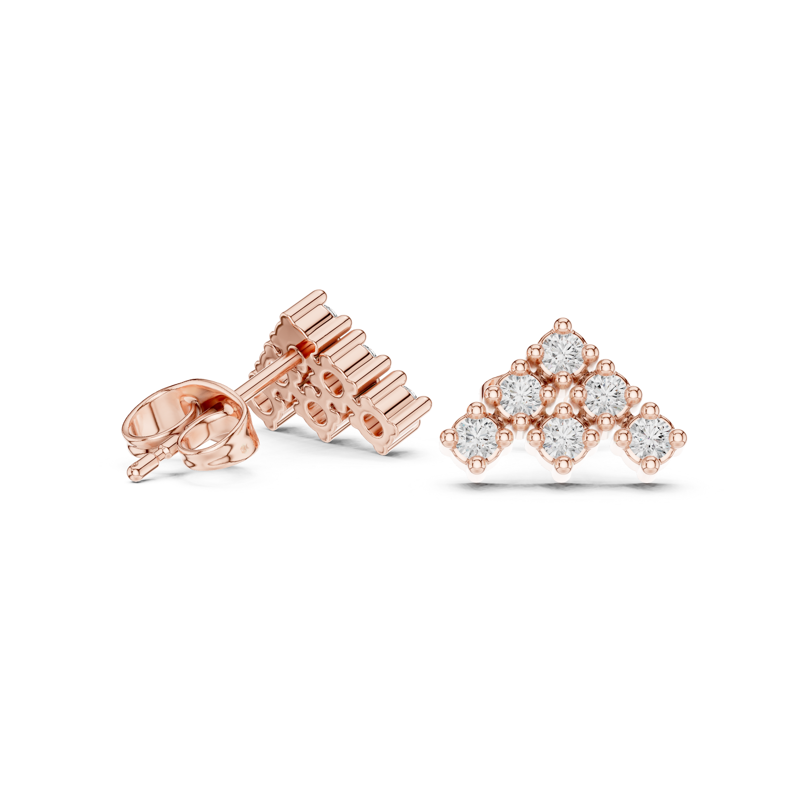 Diamond Chevron Cluster Stud Earrings