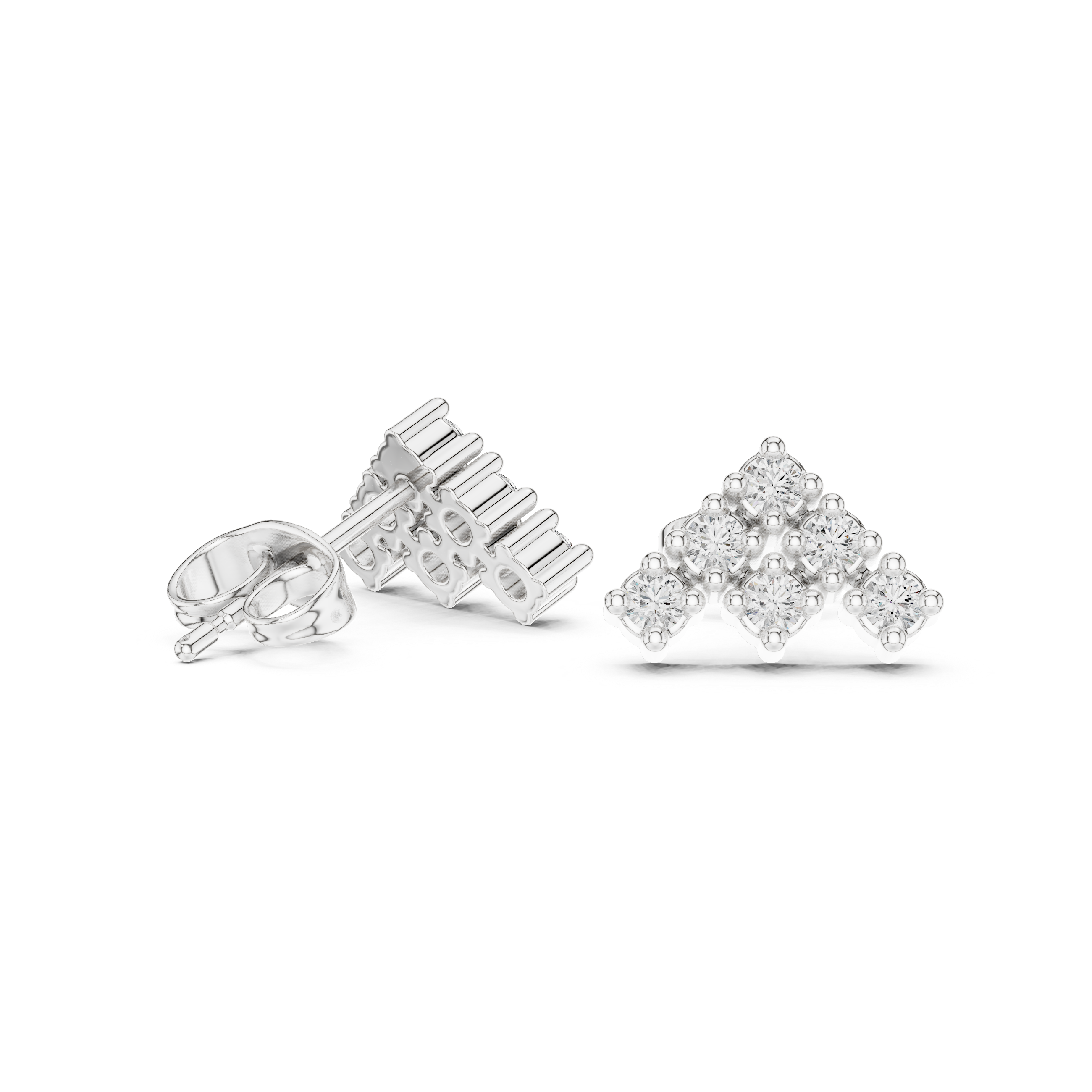 Diamond Chevron Cluster Stud Earrings