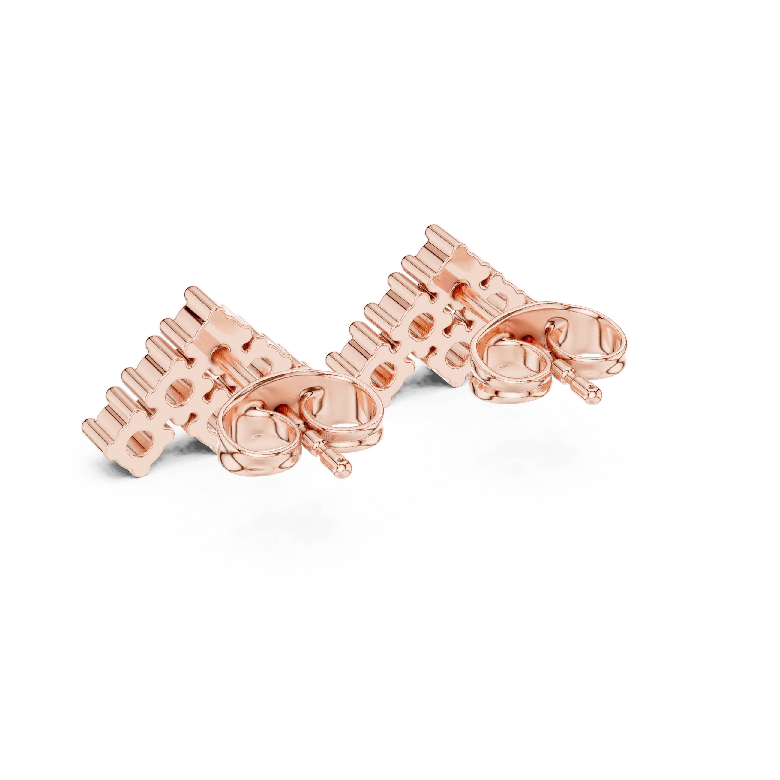 Diamond Chevron Cluster Stud Earrings