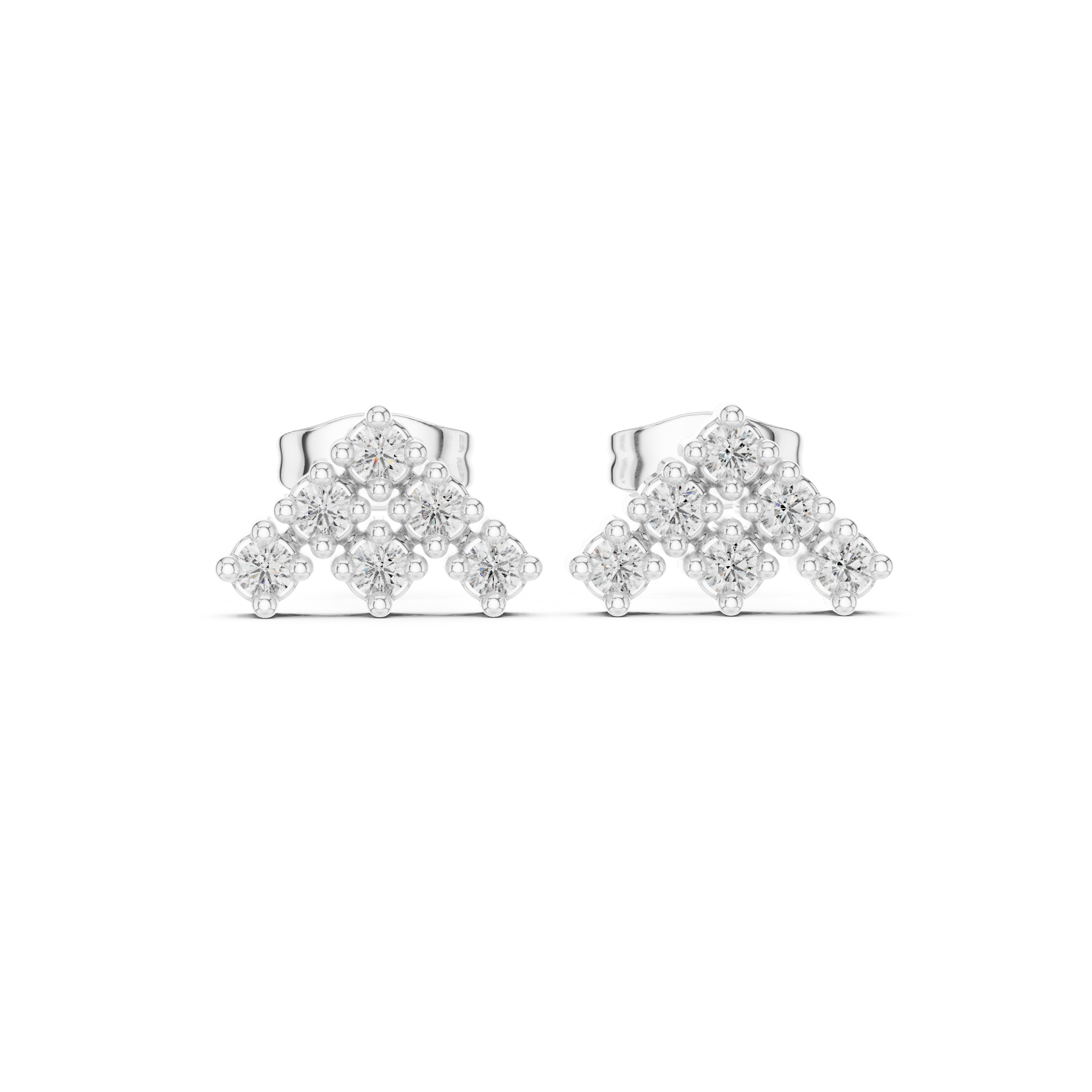 Diamond Chevron Cluster Stud Earrings