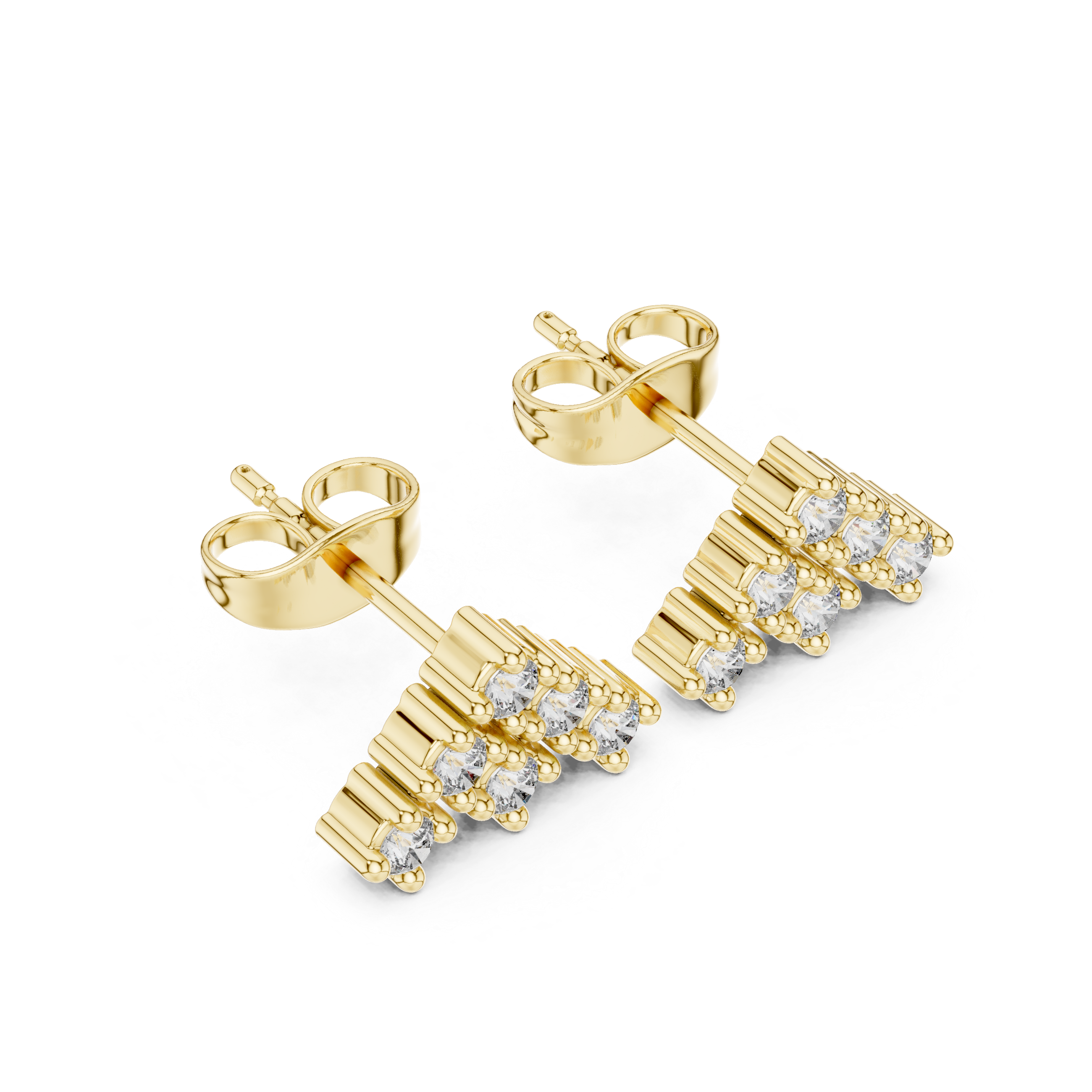 Diamond Chevron Cluster Stud Earrings