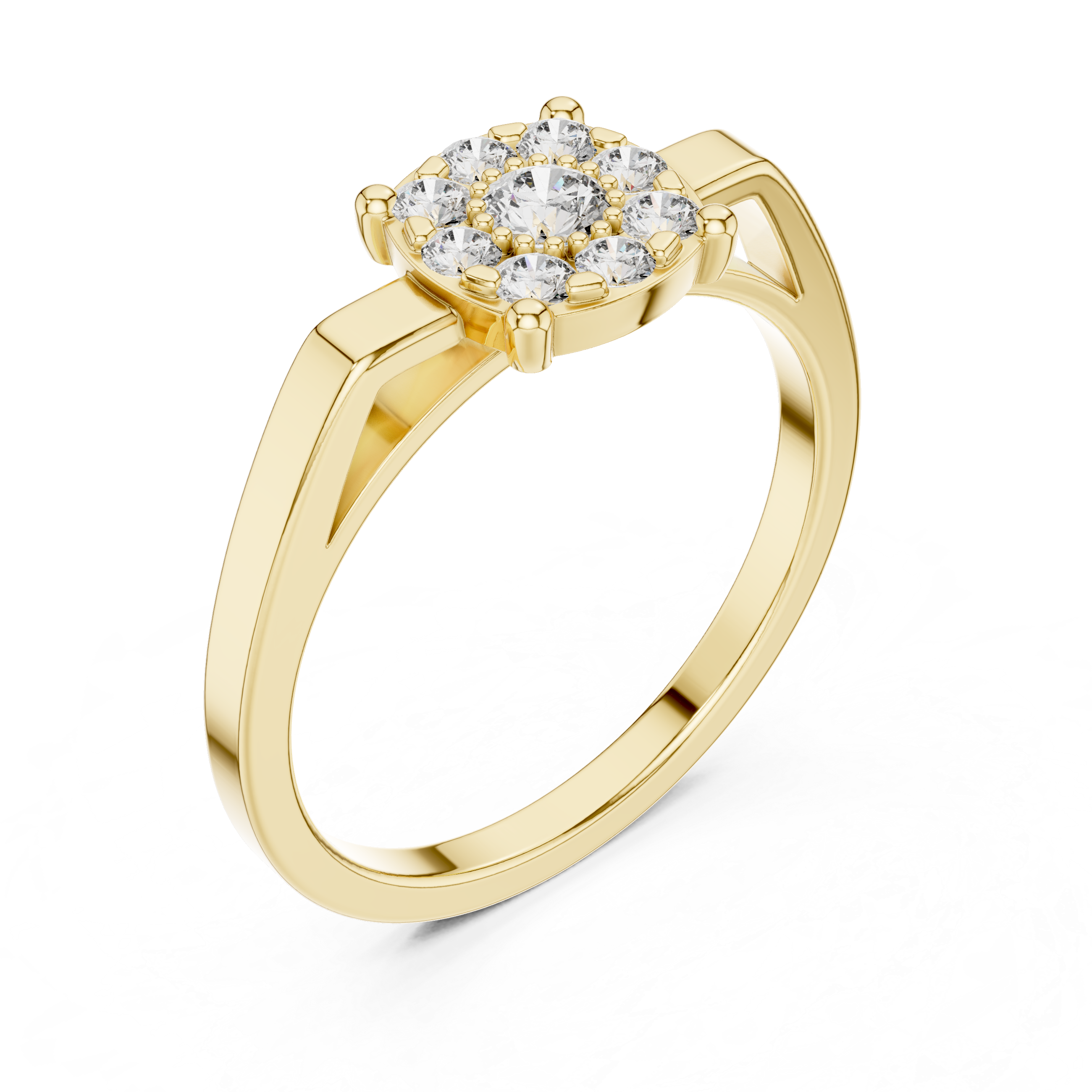 Classic Cluster Diamond Engagement Ring