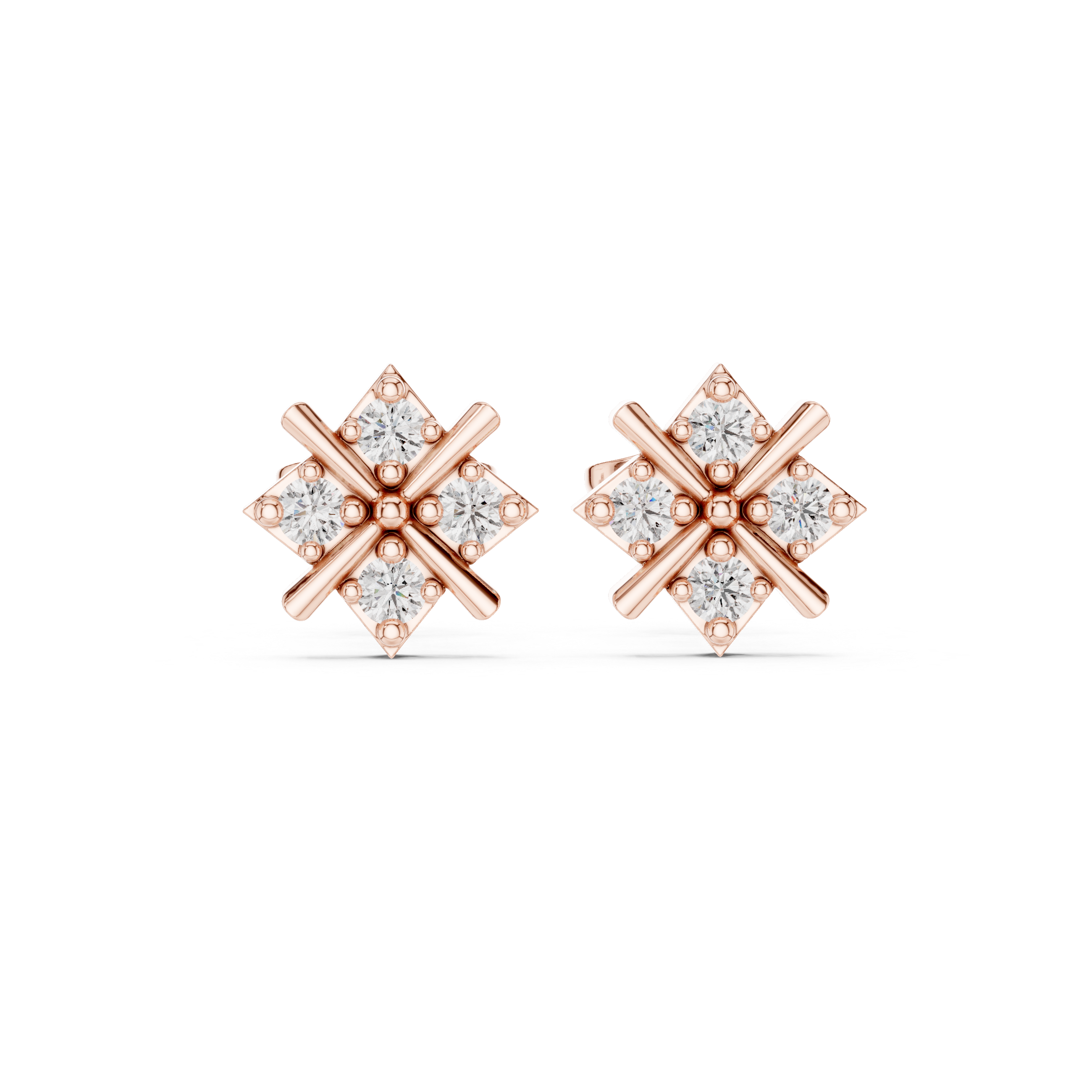 Diamond Cross Cluster Stud Earrings