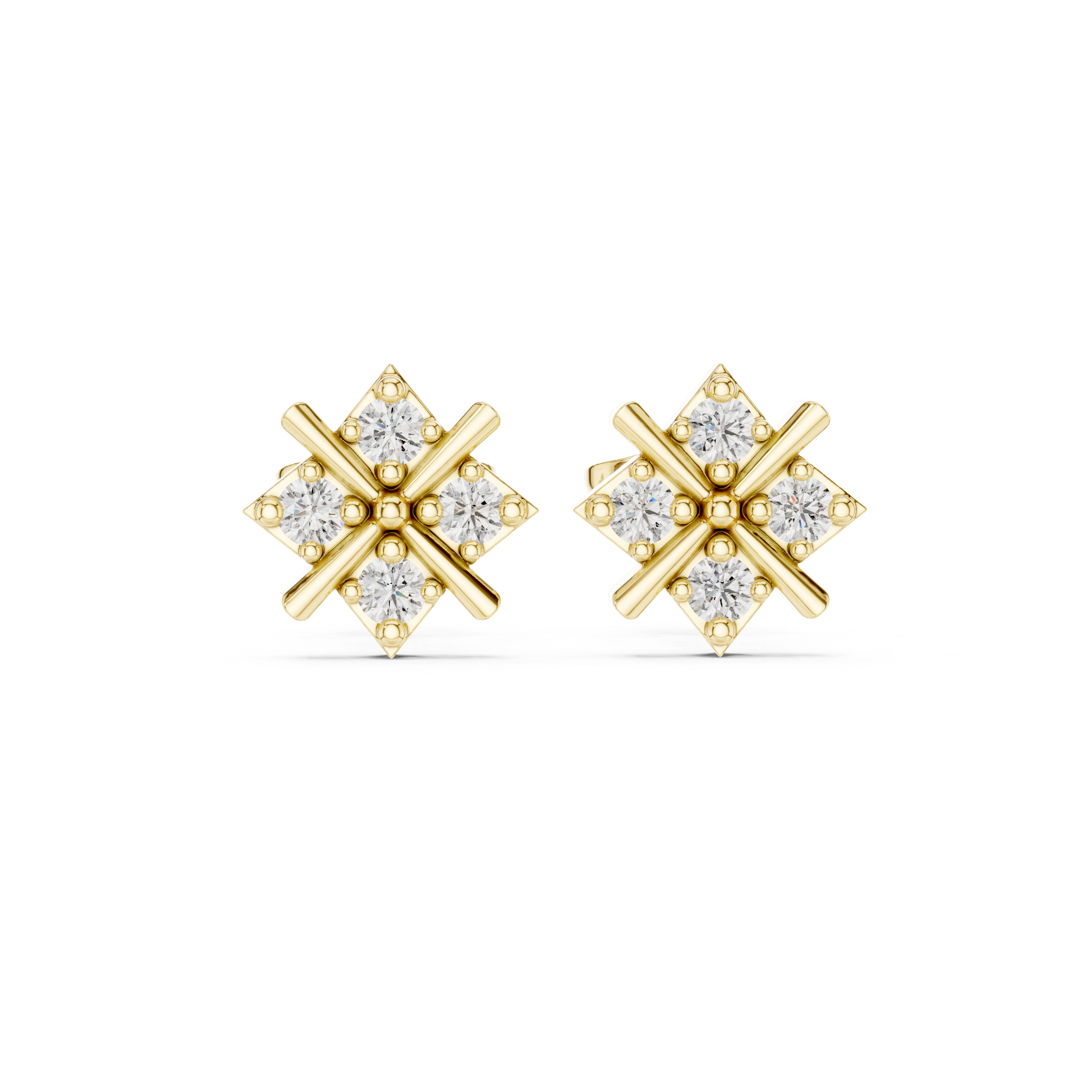 Diamond Cross Cluster Stud Earrings
