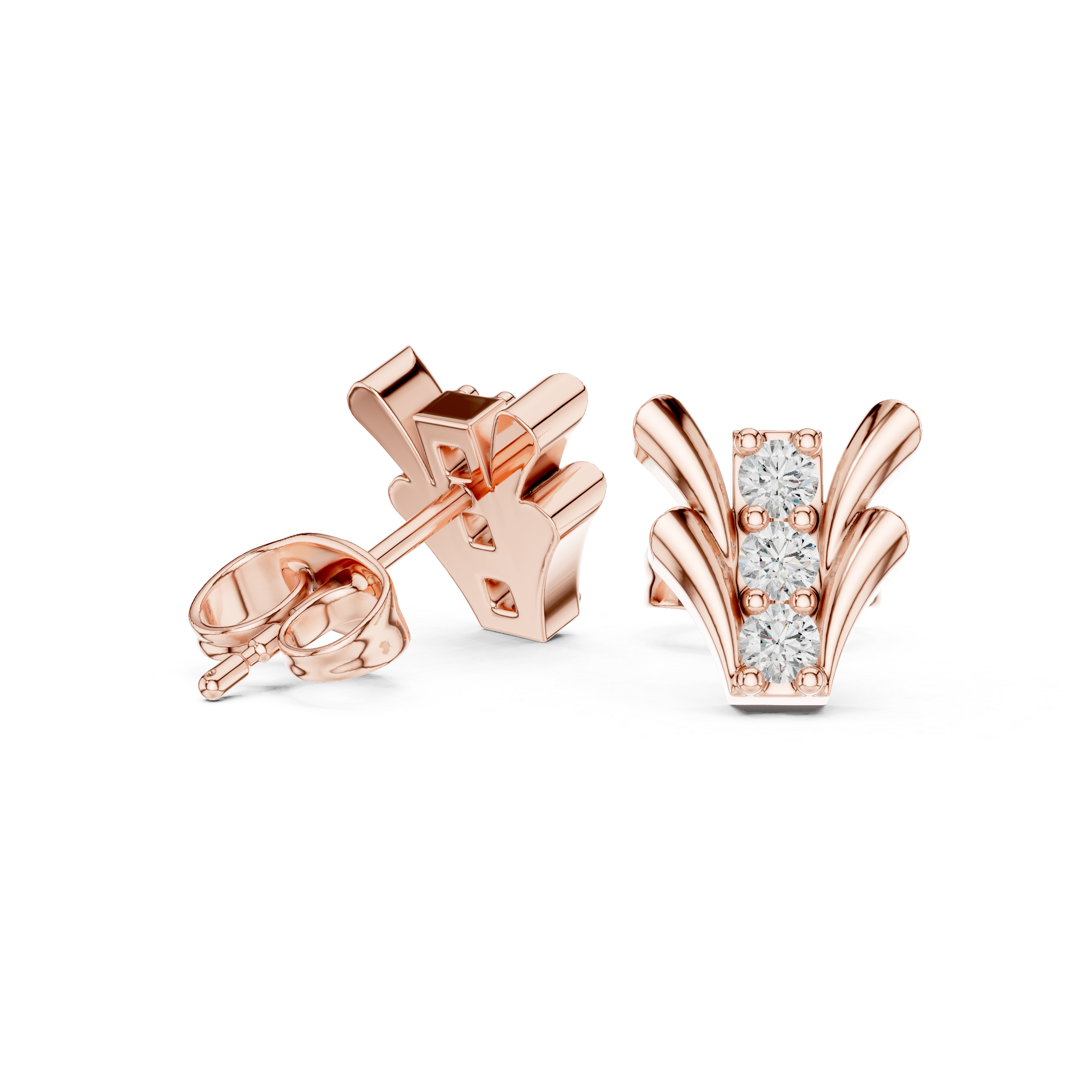 Luxury Diamond Fan Stud Earrings
