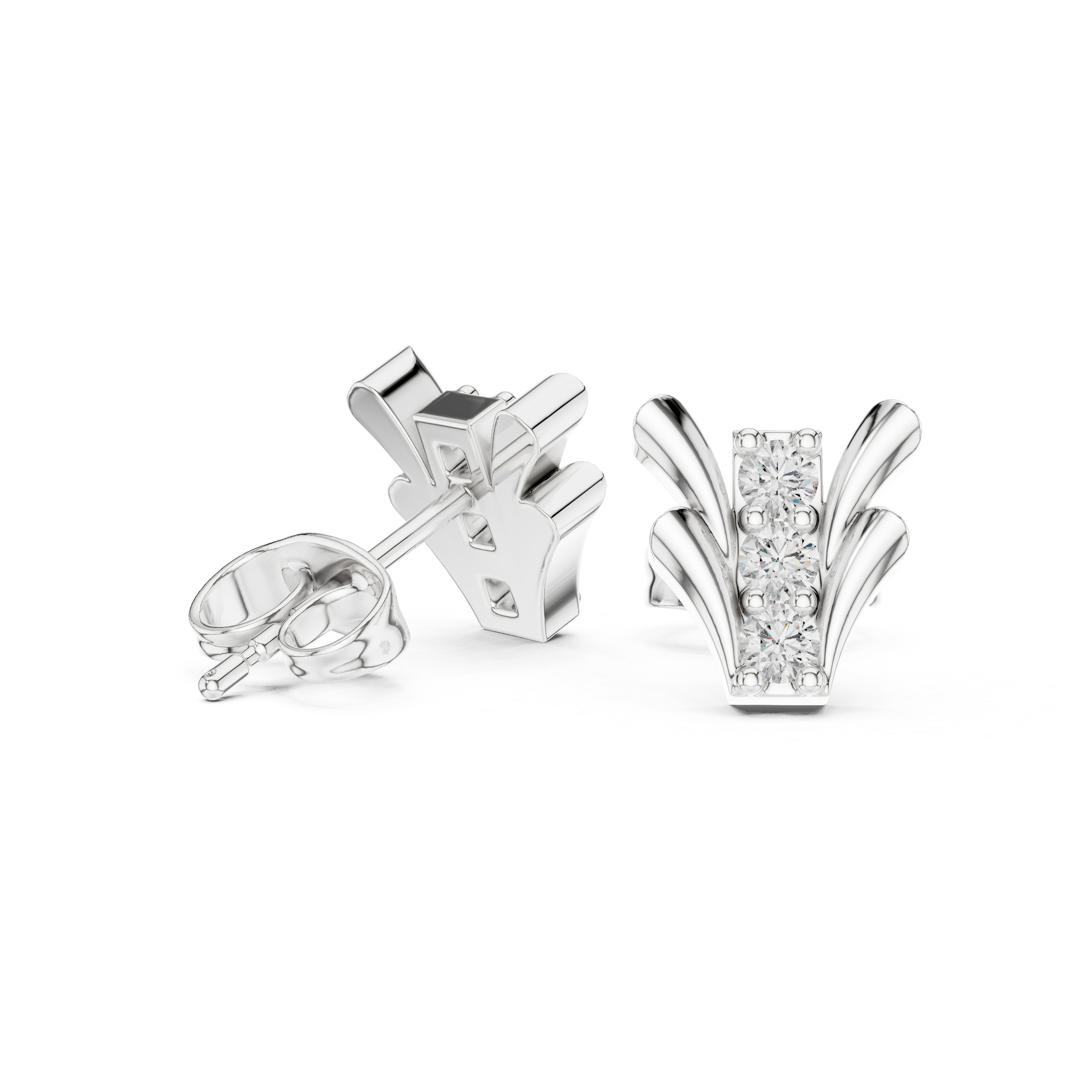 Luxury Diamond Fan Stud Earrings