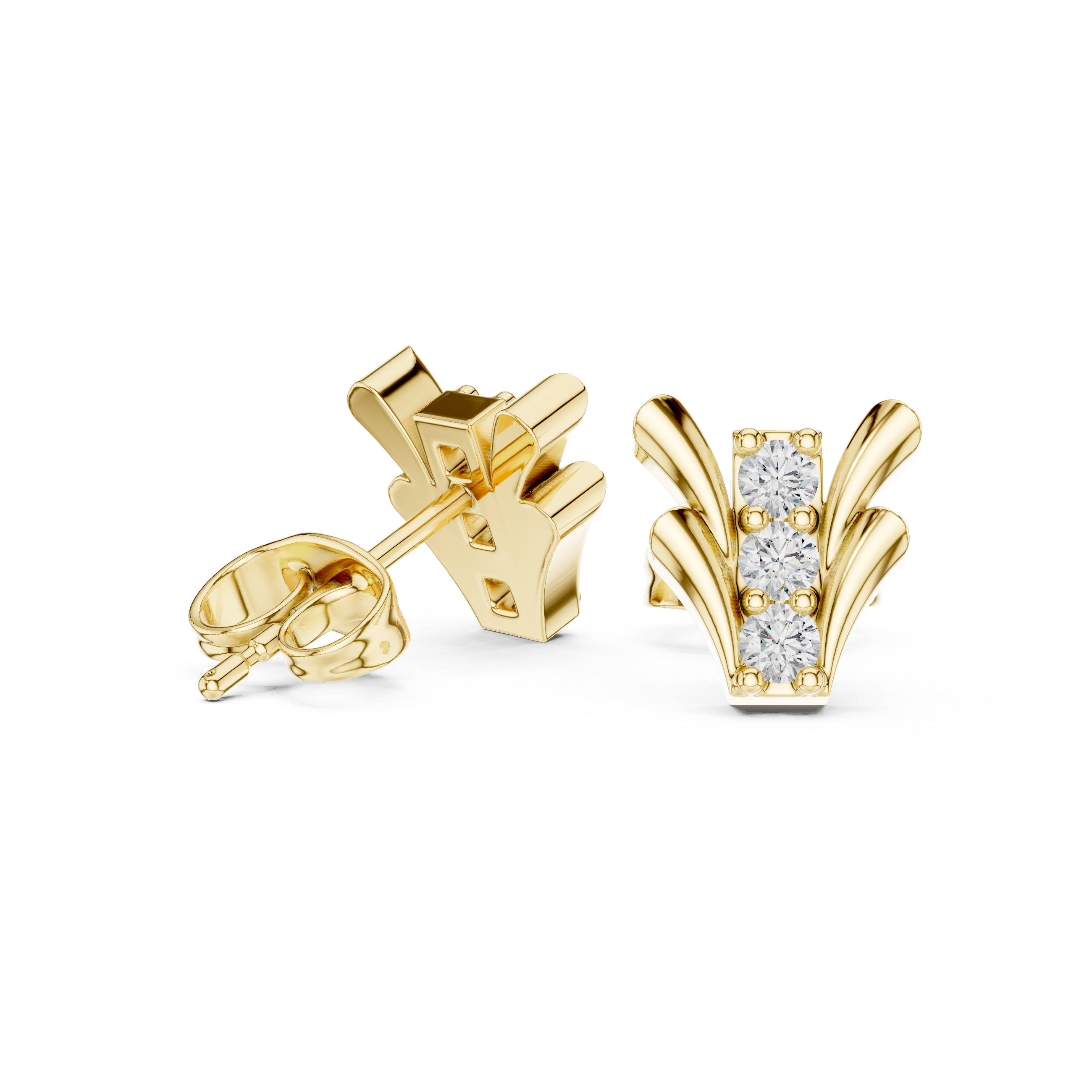 Luxury Diamond Fan Stud Earrings