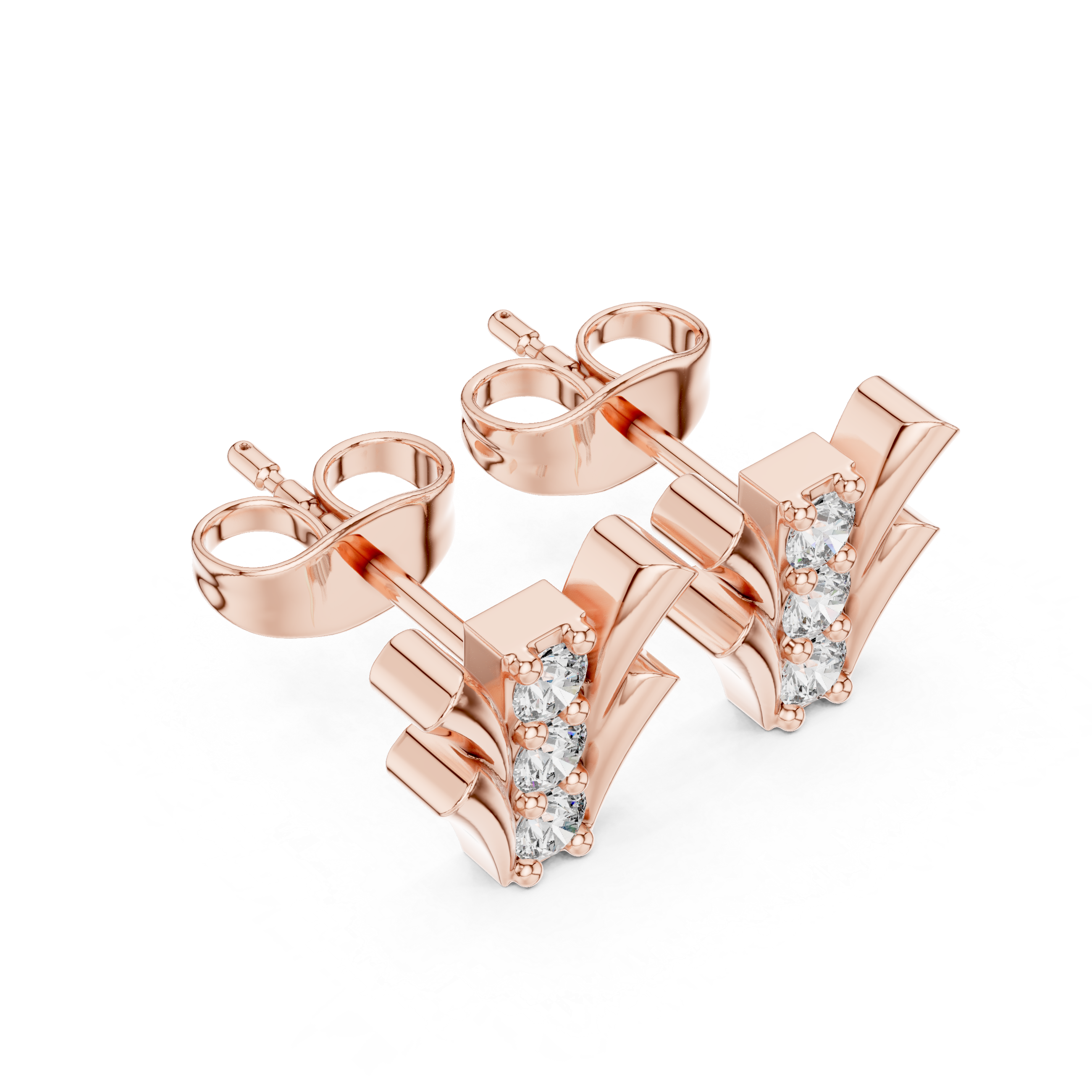 Luxury Diamond Fan Stud Earrings