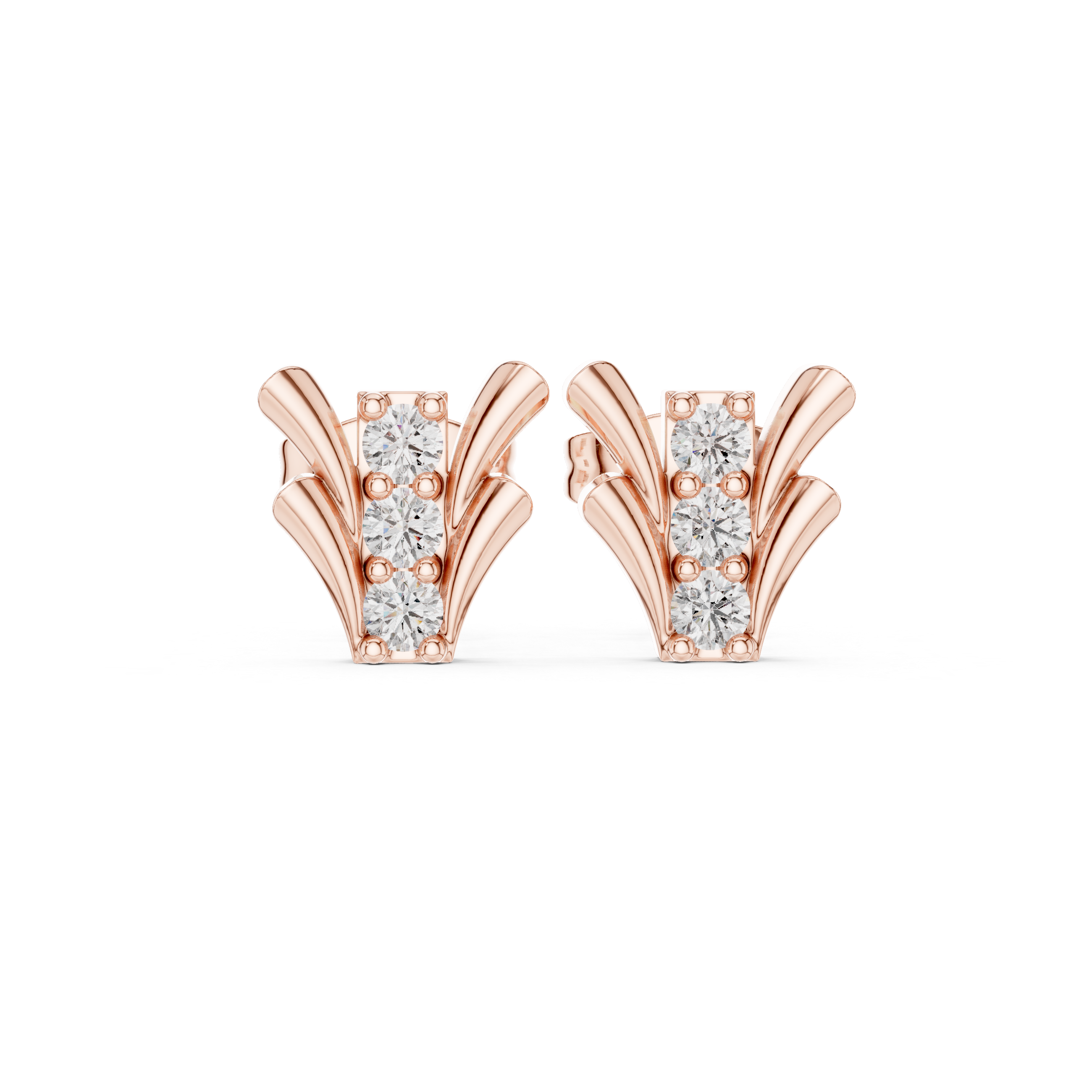 Luxury Diamond Fan Stud Earrings