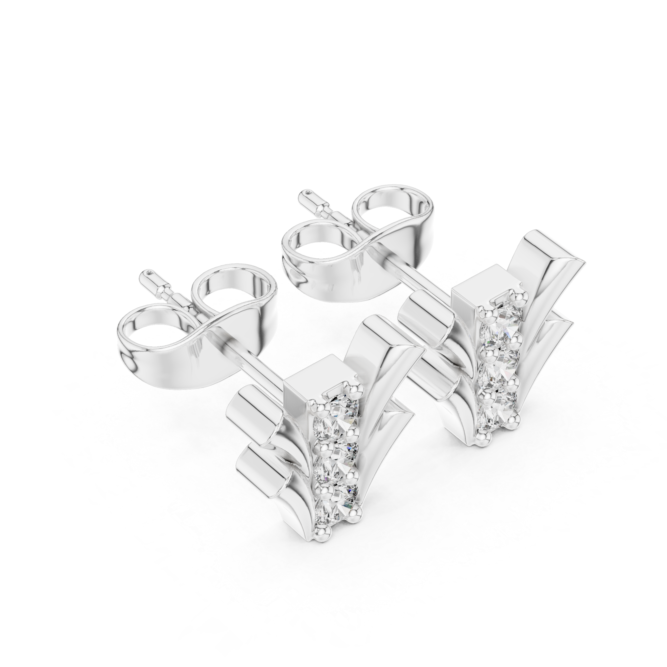 Luxury Diamond Fan Stud Earrings