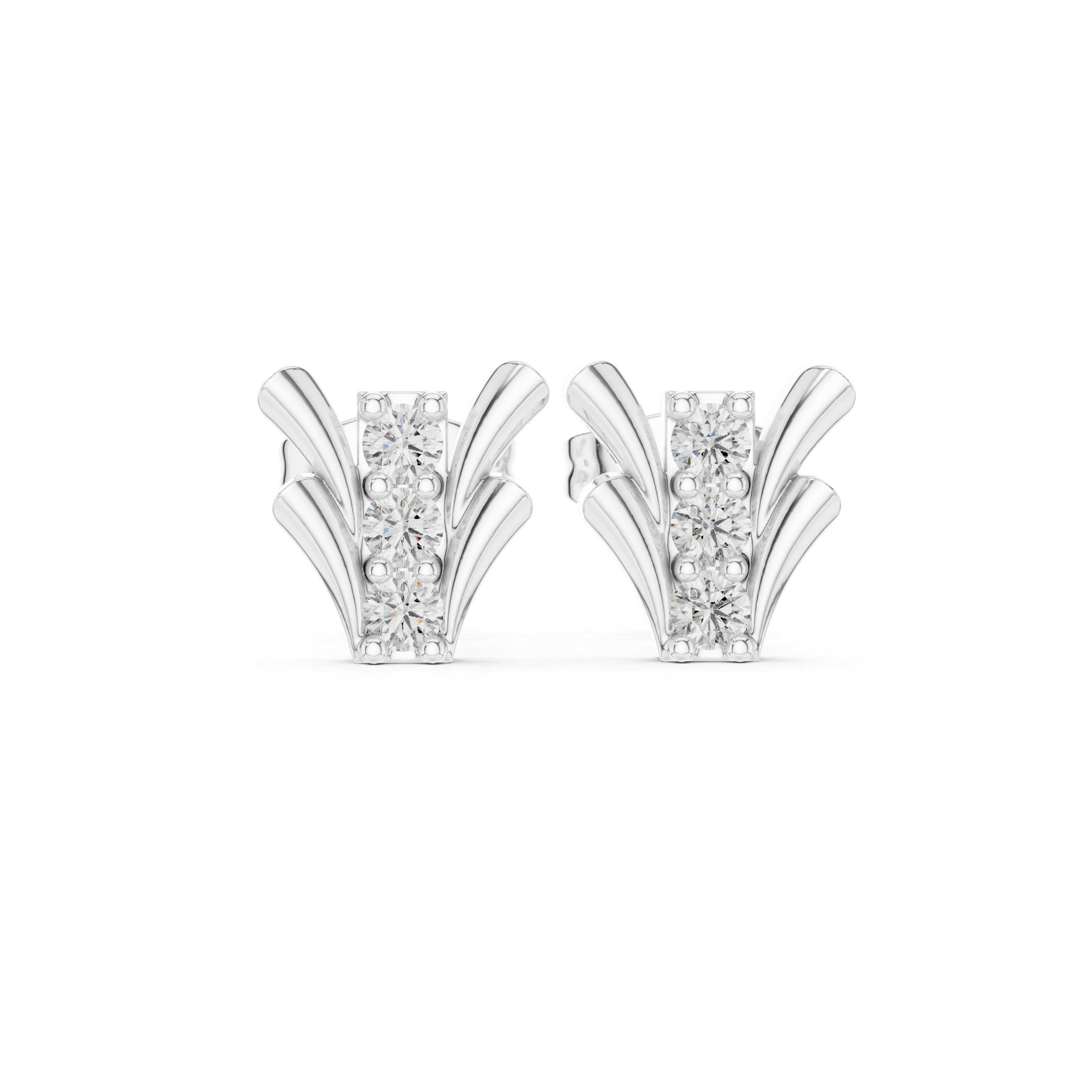 Luxury Diamond Fan Stud Earrings