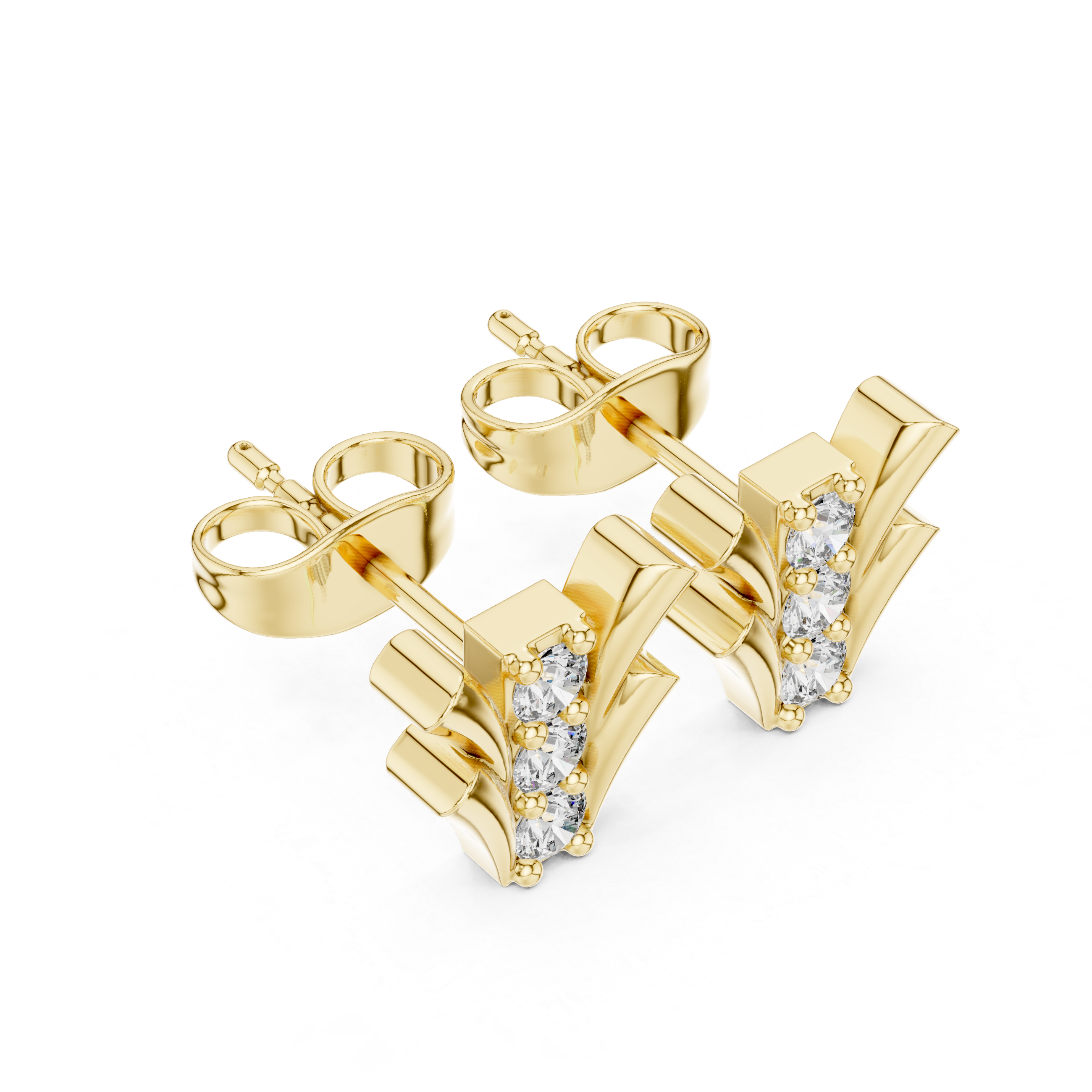 Luxury Diamond Fan Stud Earrings