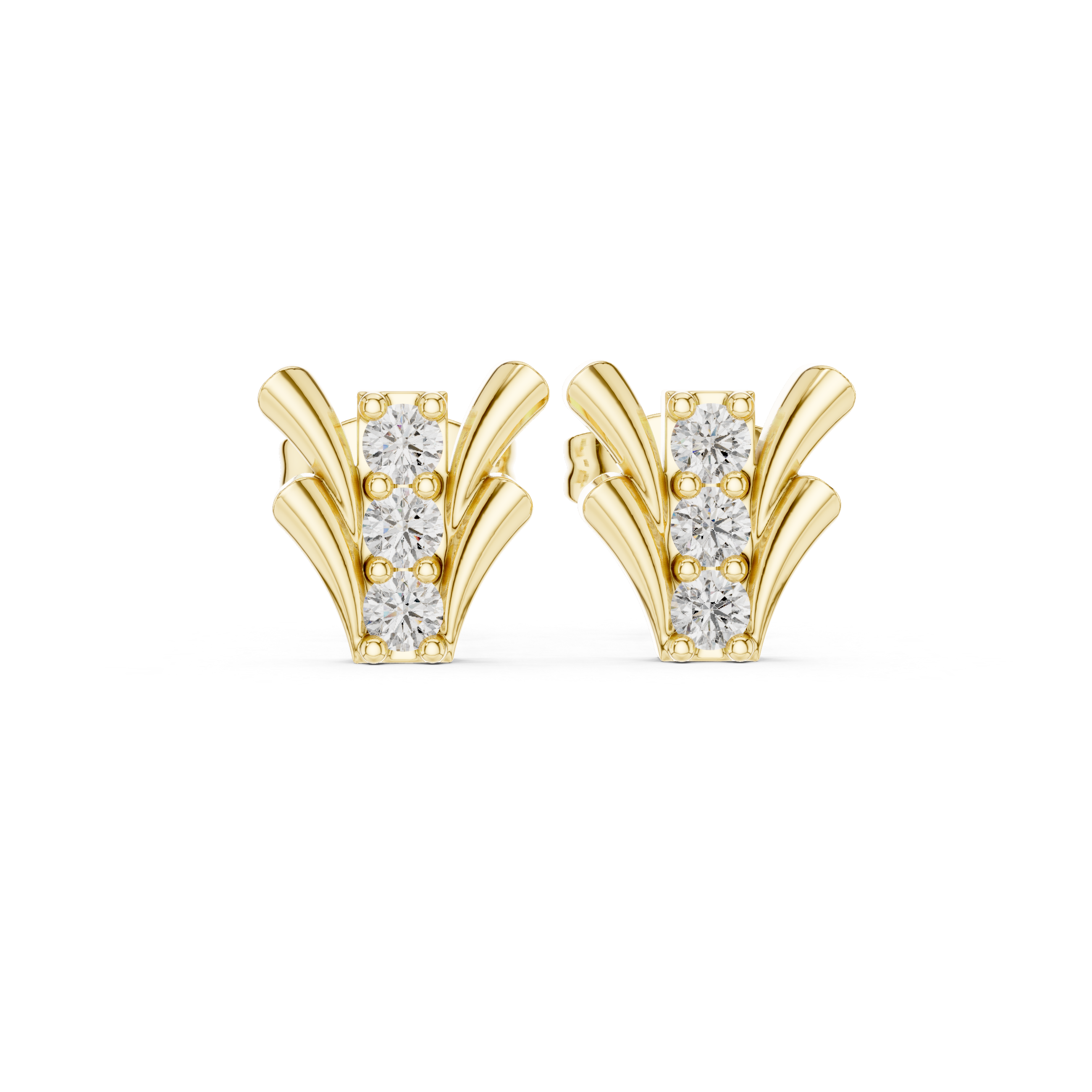 Luxury Diamond Fan Stud Earrings