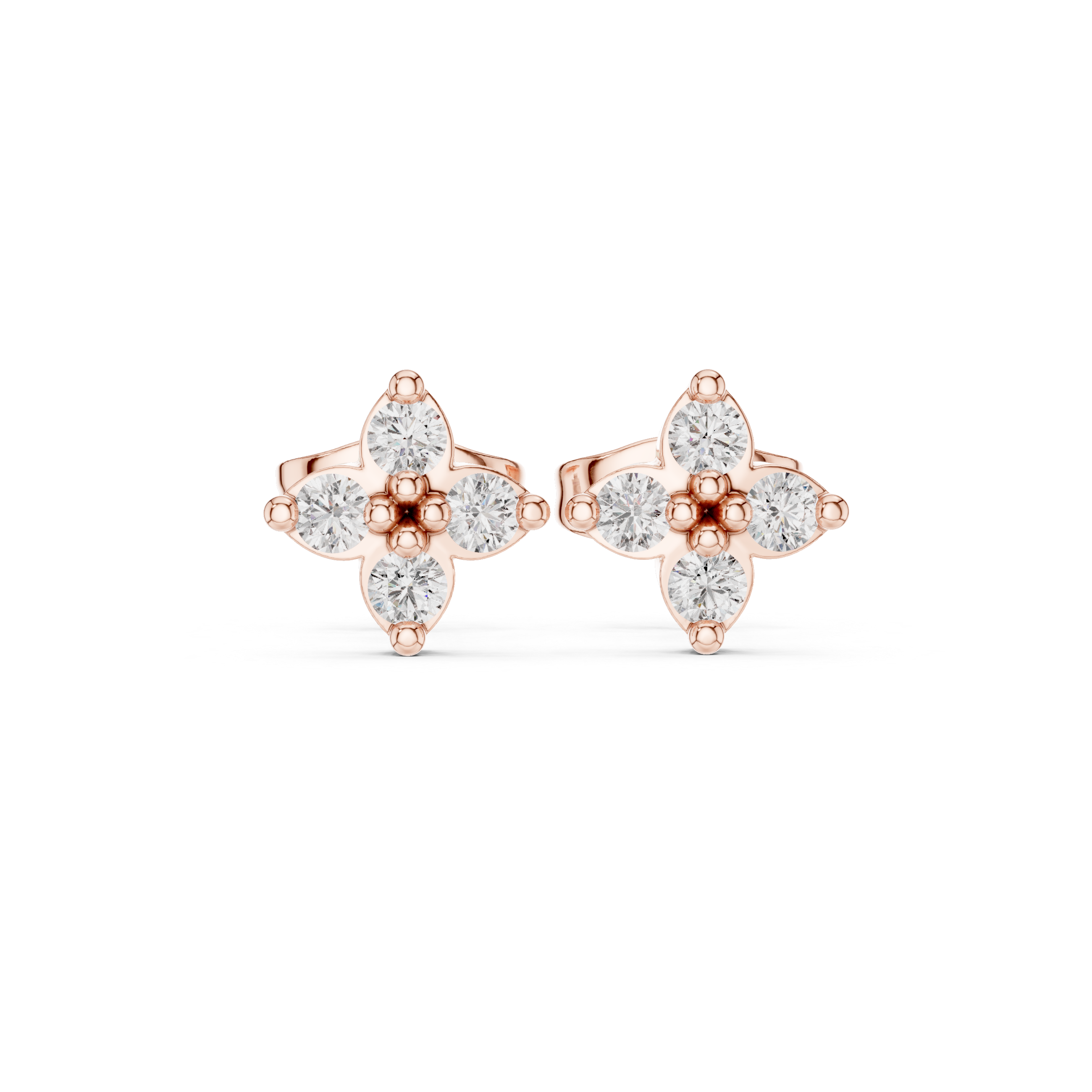 Diamond Floral Cross Stud Earrings