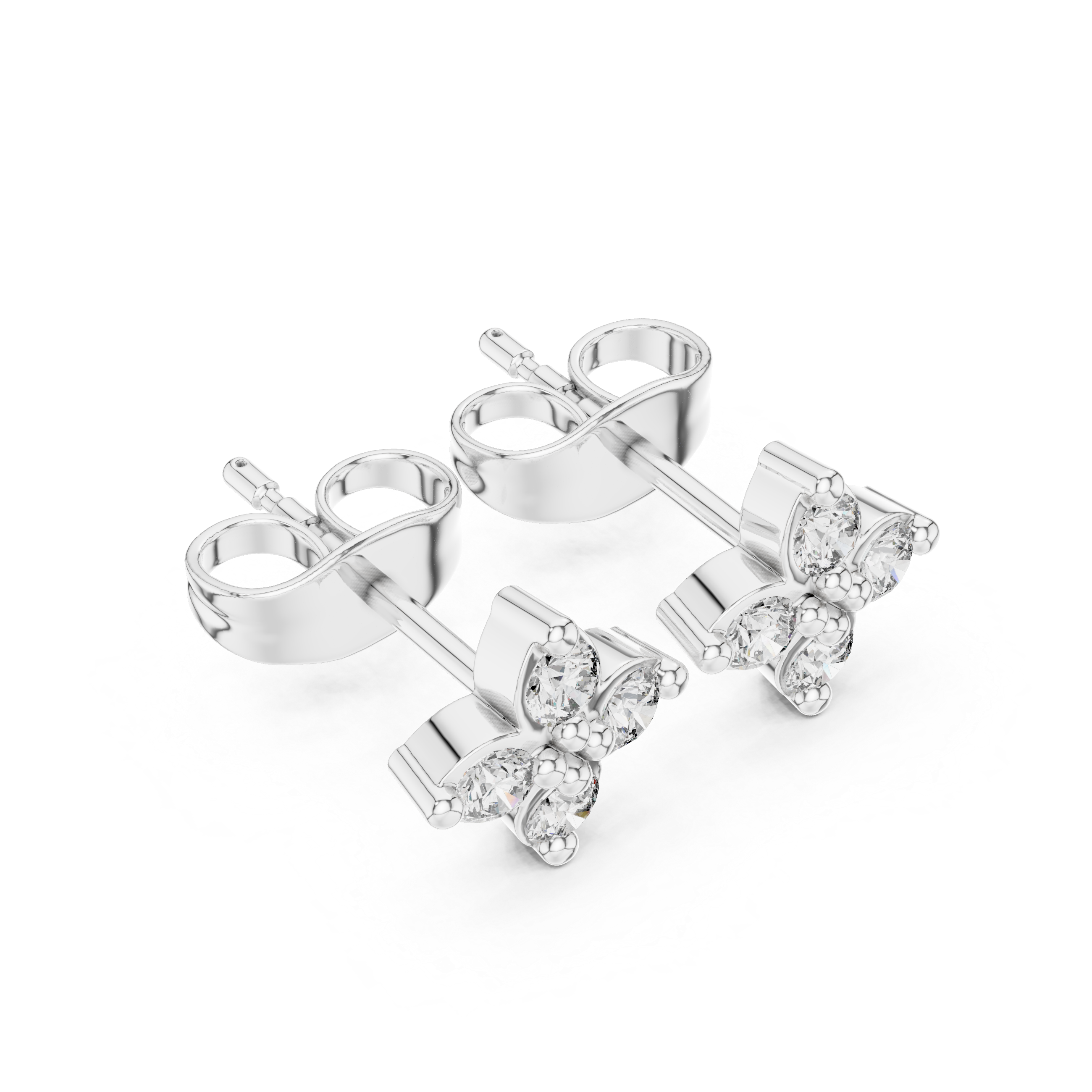 Diamond Floral Cross Stud Earrings