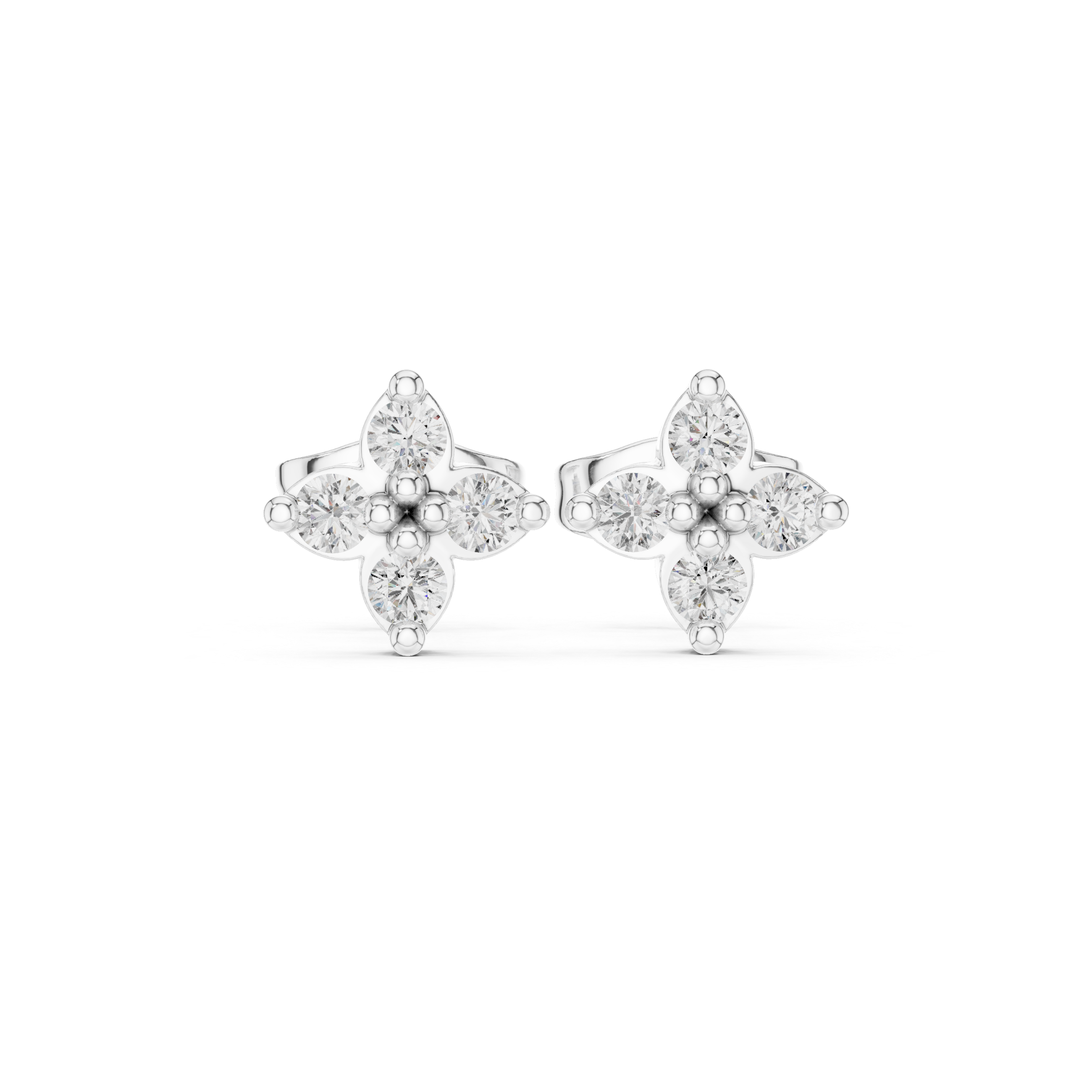 Diamond Floral Cross Stud Earrings
