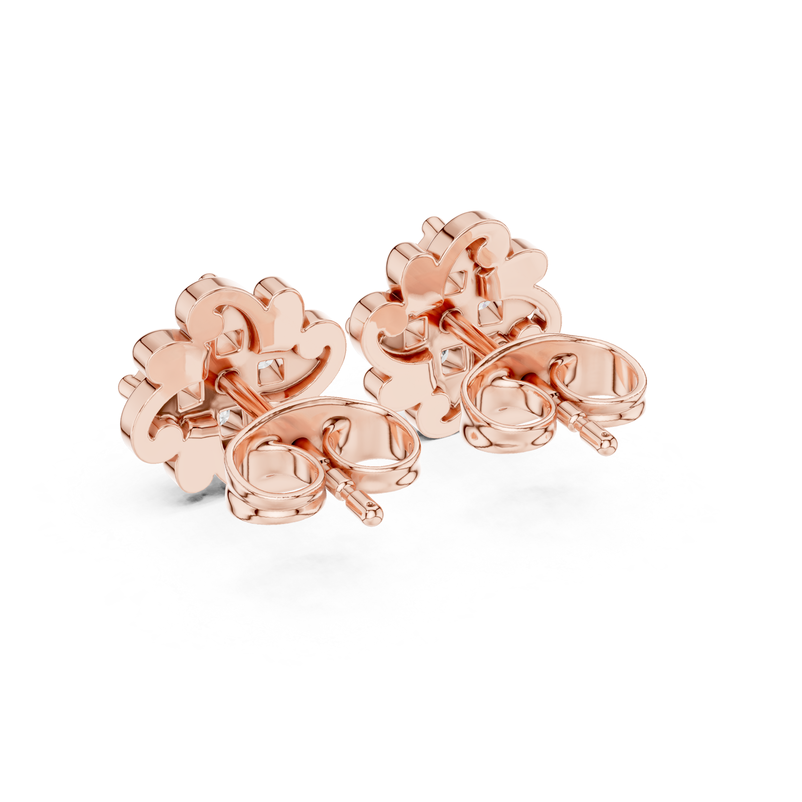 Petite Floral Diamond Stud Earrings – Delicate Bloom Design