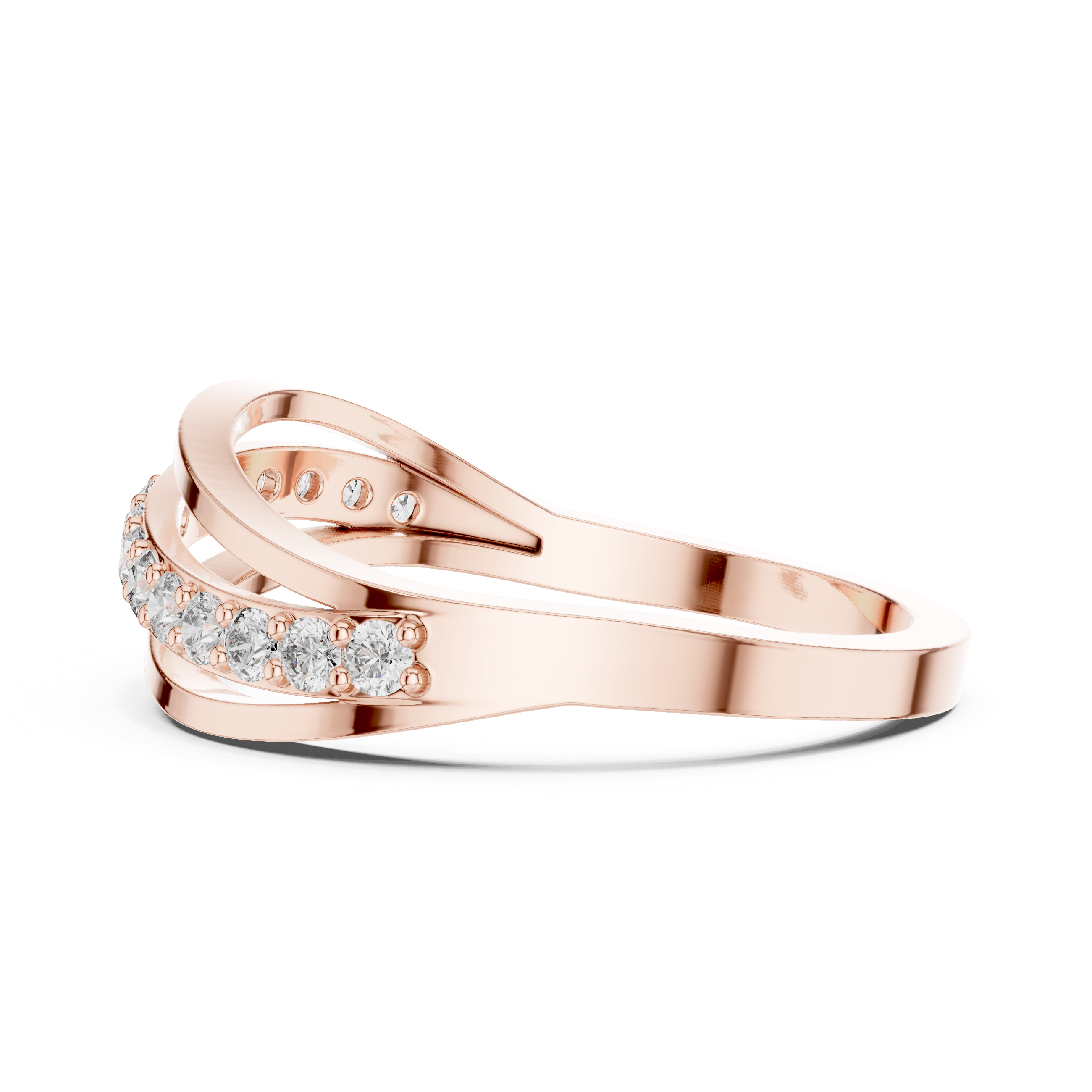 Modern Wave Diamond Band Ring