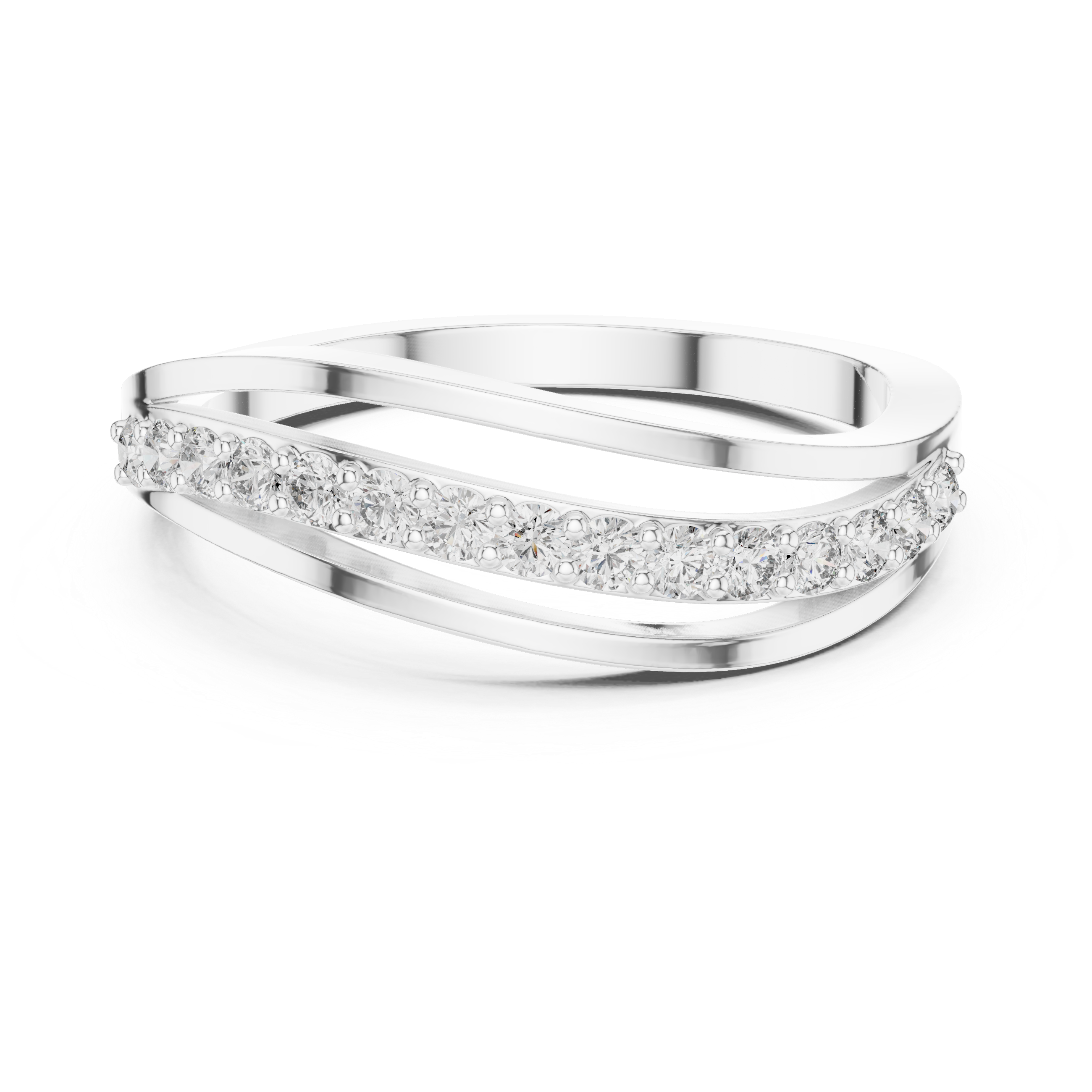 Modern Wave Diamond Band Ring
