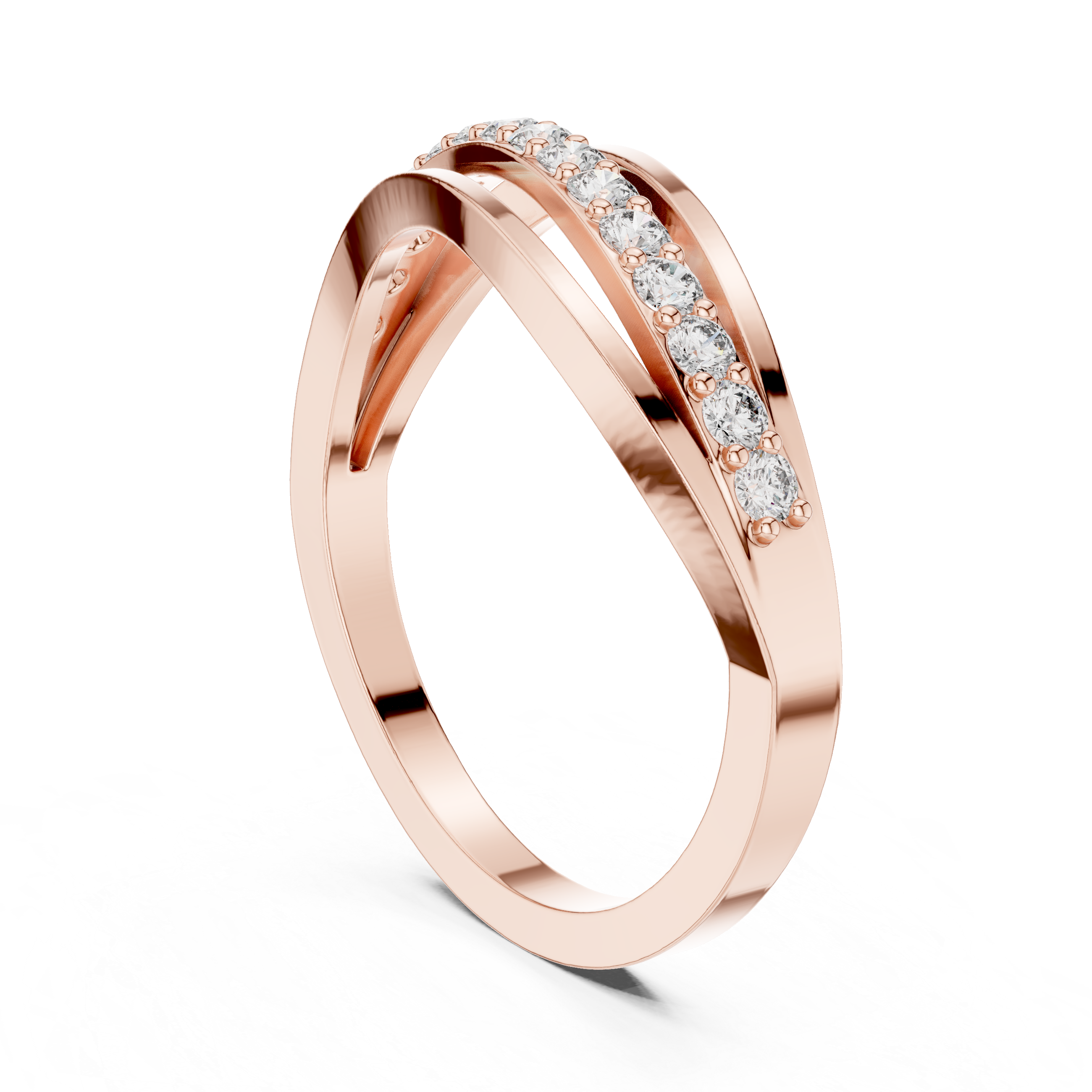Modern Wave Diamond Band Ring
