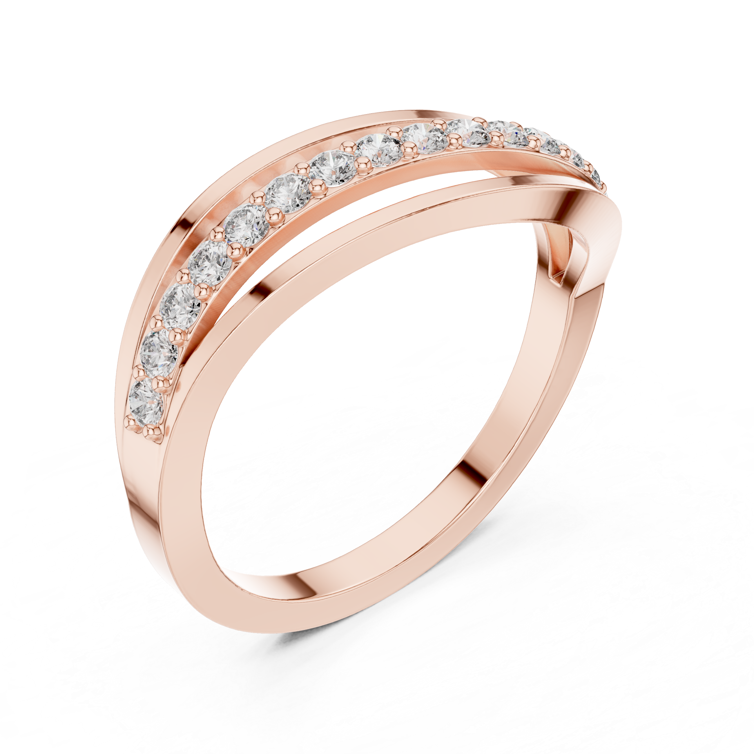 Modern Wave Diamond Band Ring