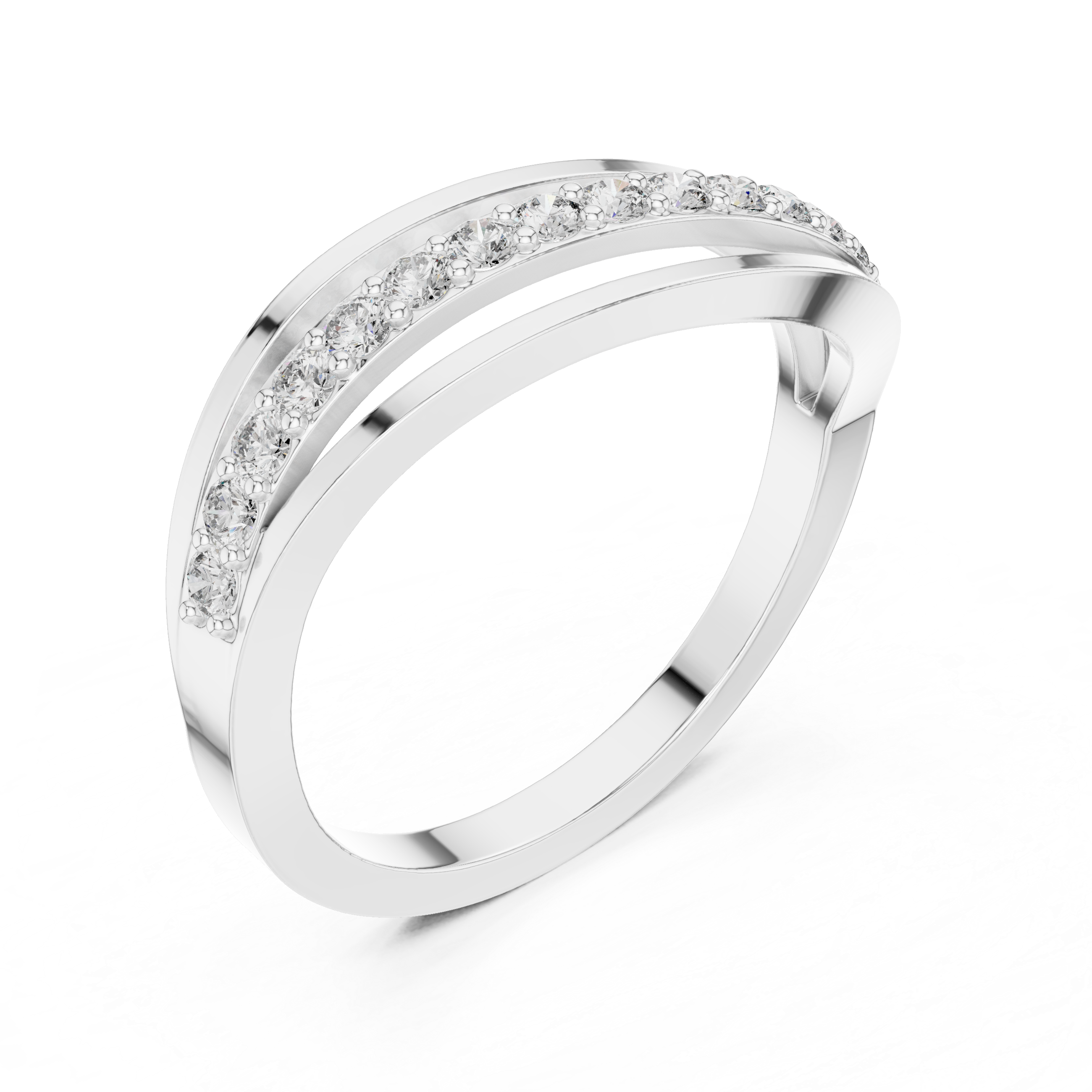 Modern Wave Diamond Band Ring