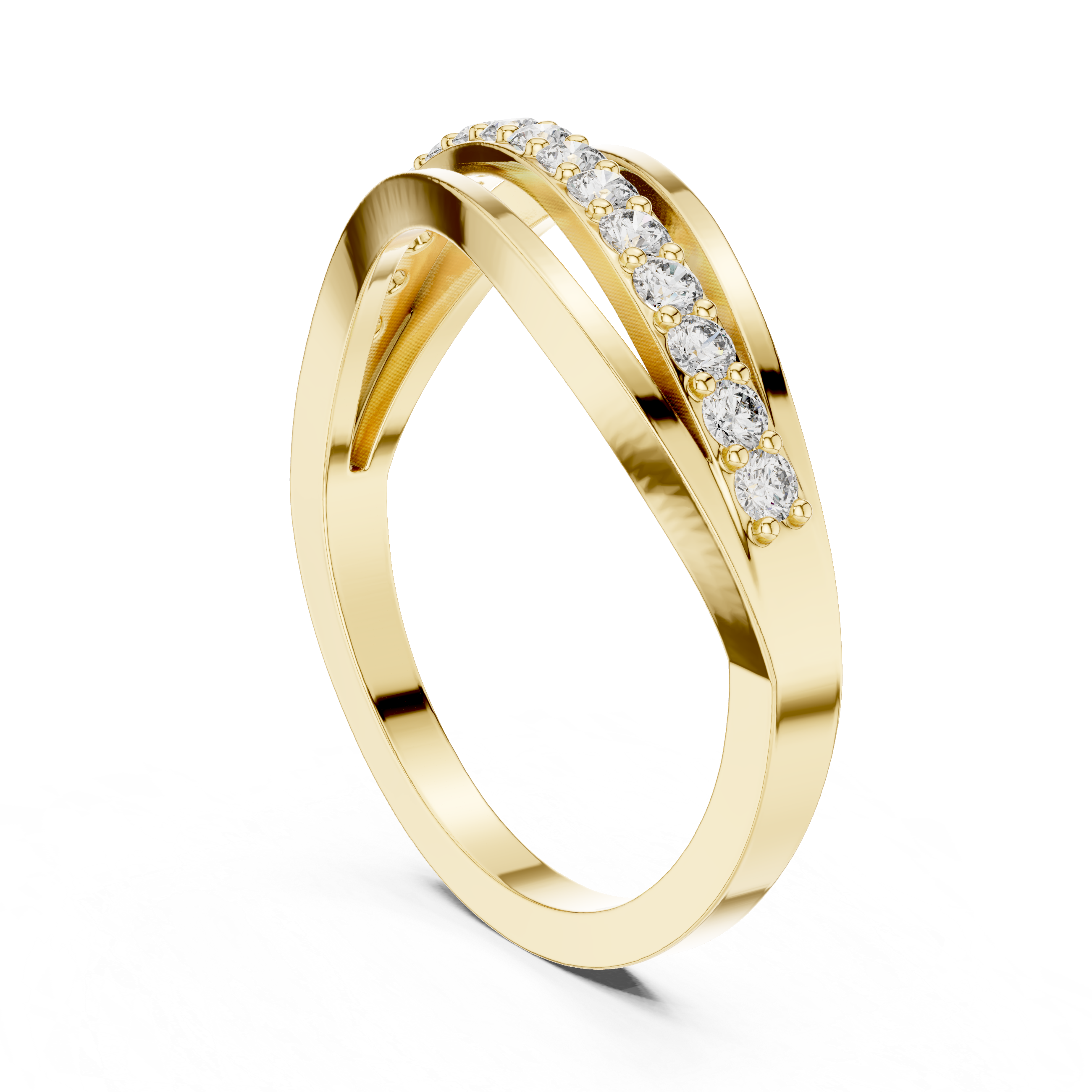 Modern Wave Diamond Band Ring