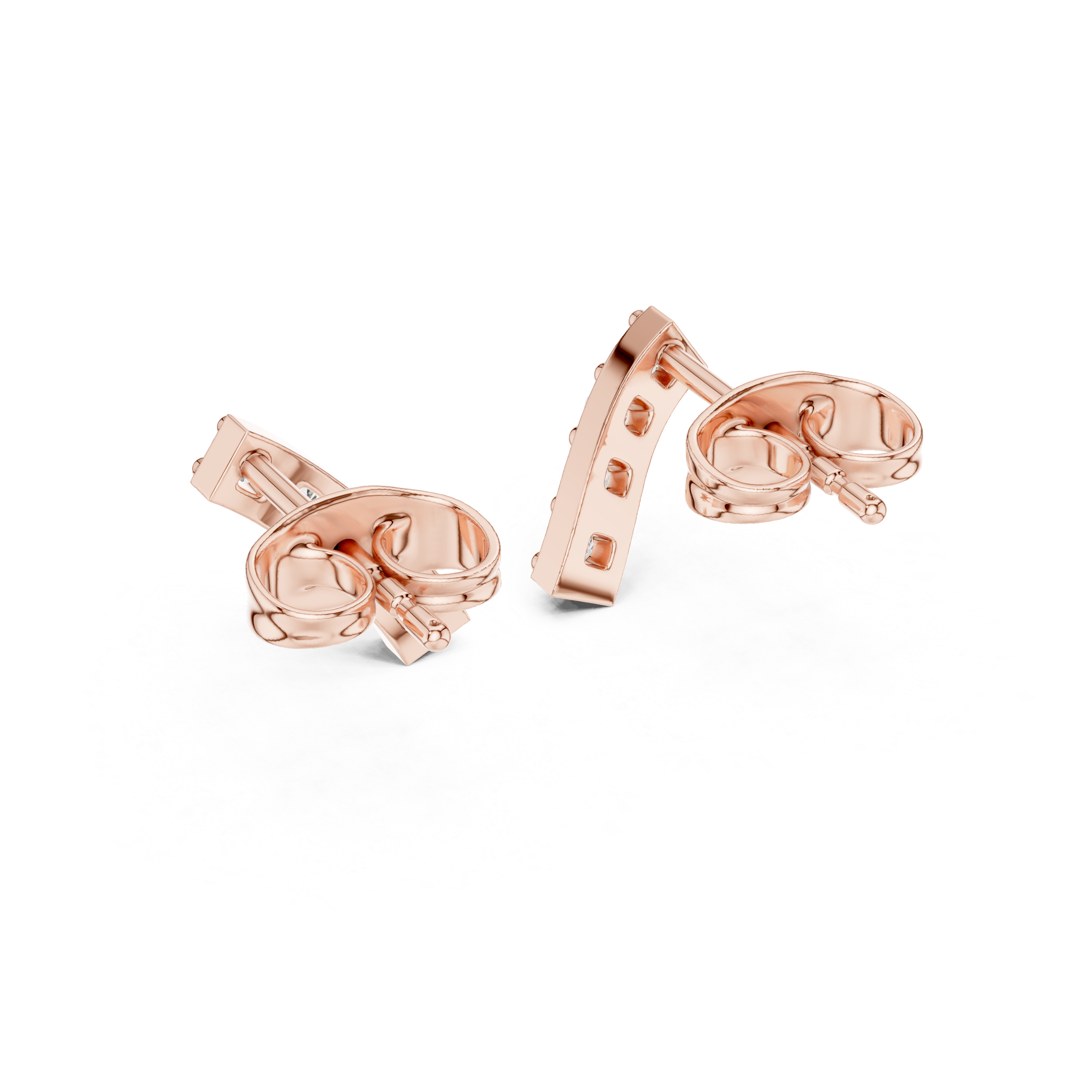 Curved Diamond Bar Stud Earrings – Minimal Arc Design