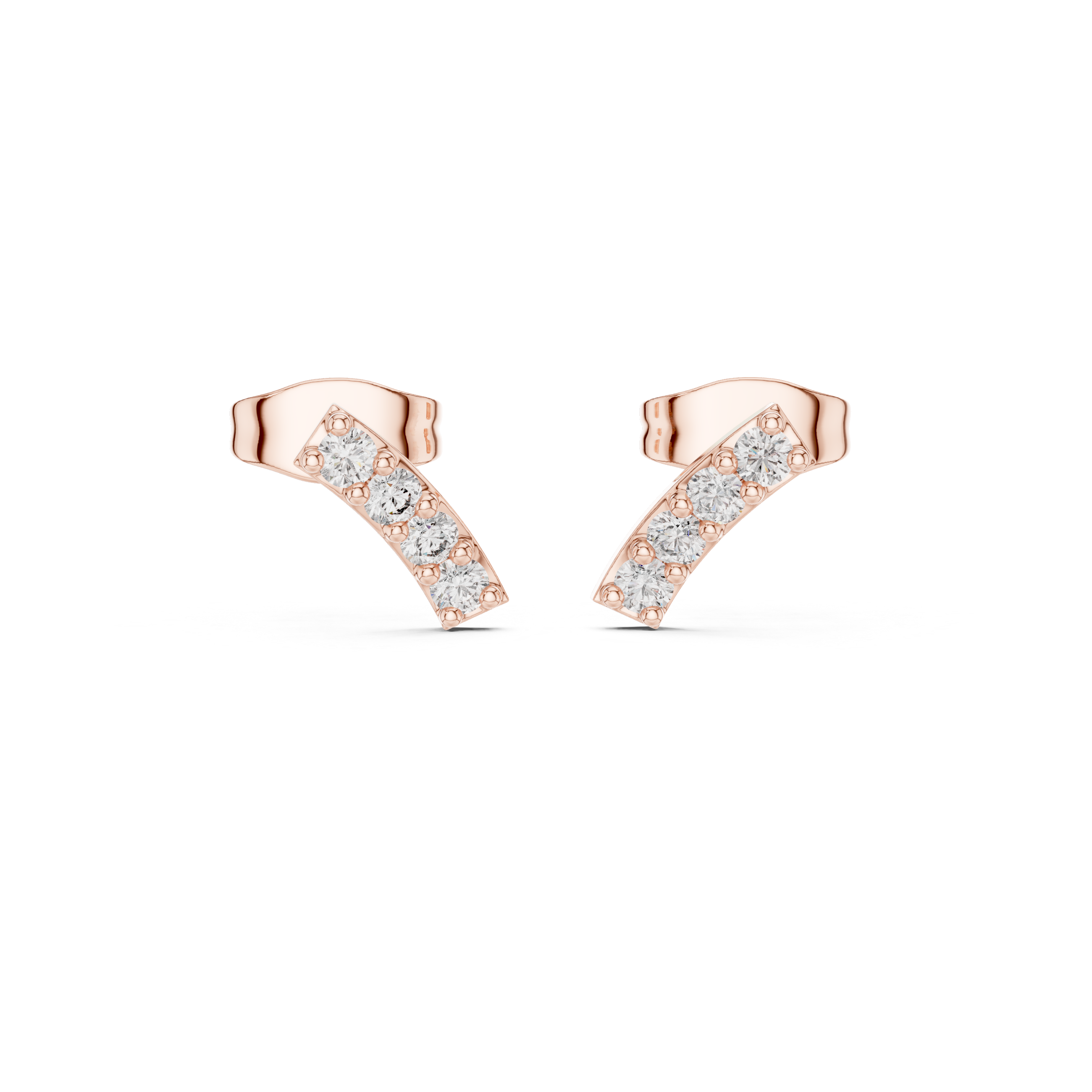 Curved Diamond Bar Stud Earrings – Minimal Arc Design