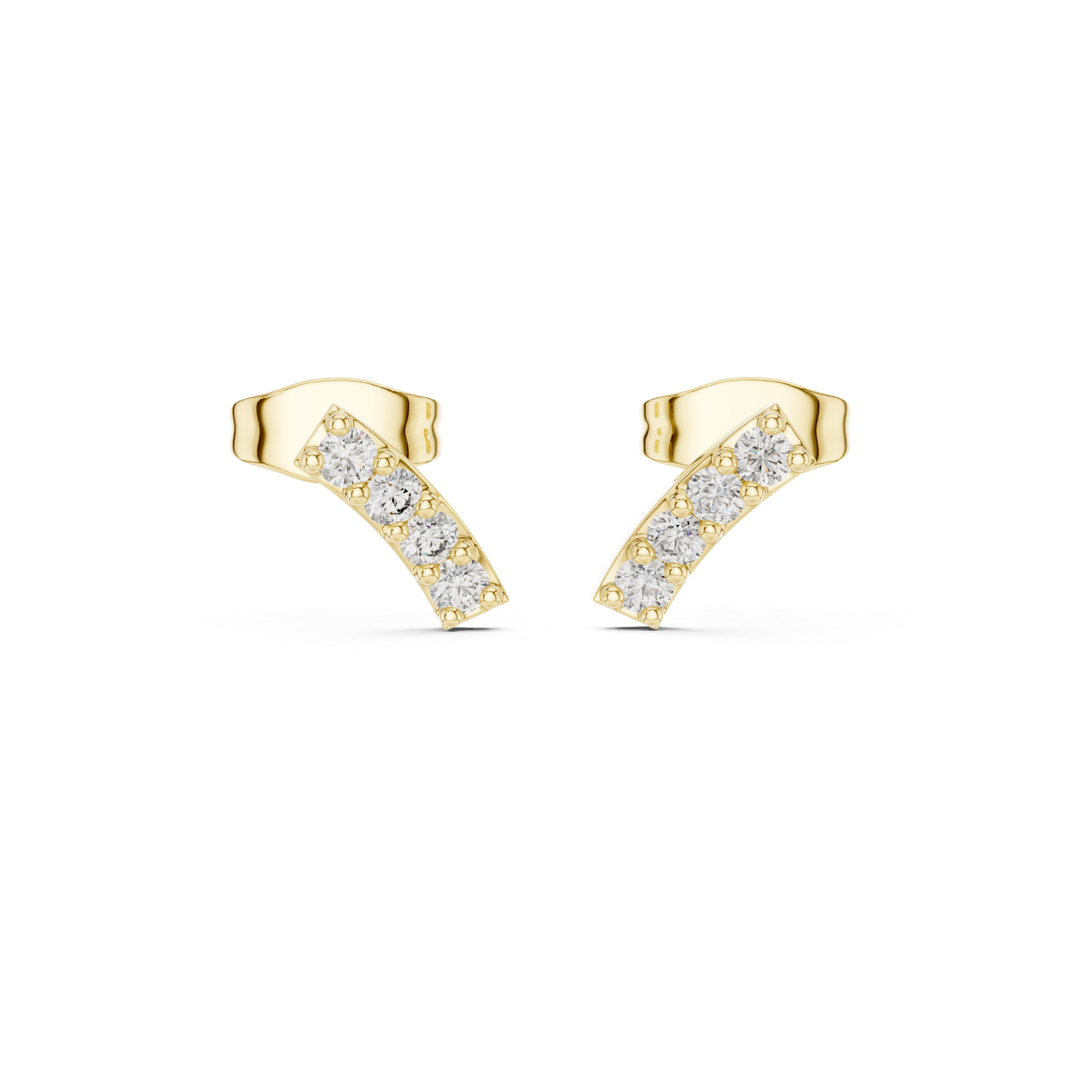 Curved Diamond Bar Stud Earrings – Minimal Arc Design