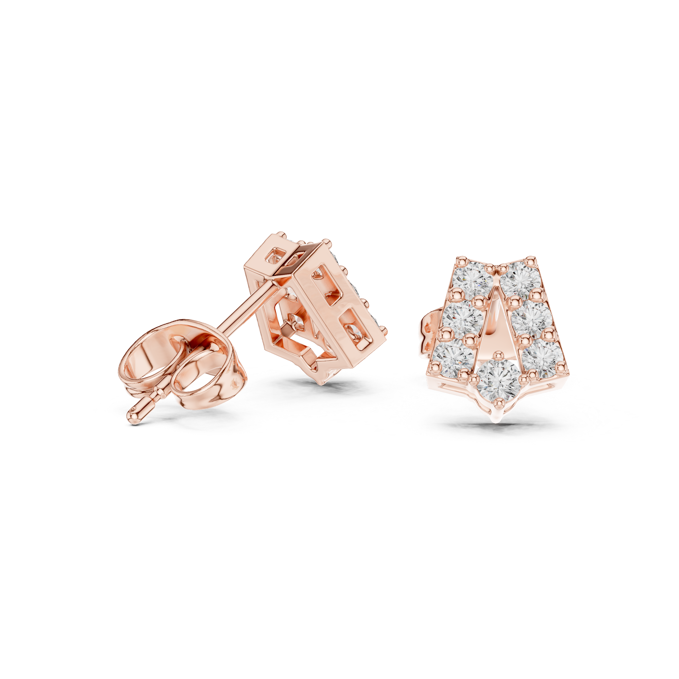 Modern Geometric Diamond Drop Stud Earrings – Minimal Open Frame Design