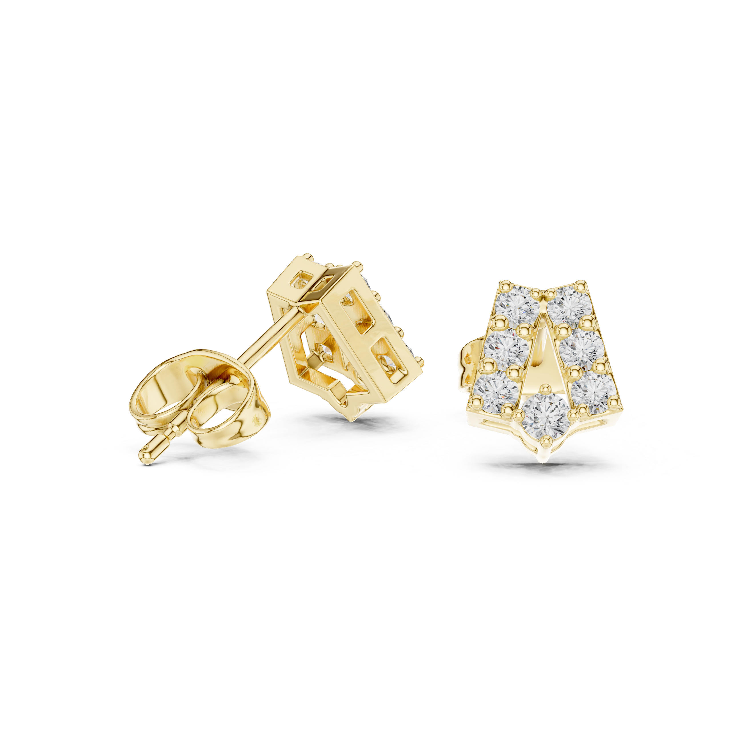 Modern Geometric Diamond Drop Stud Earrings – Minimal Open Frame Design