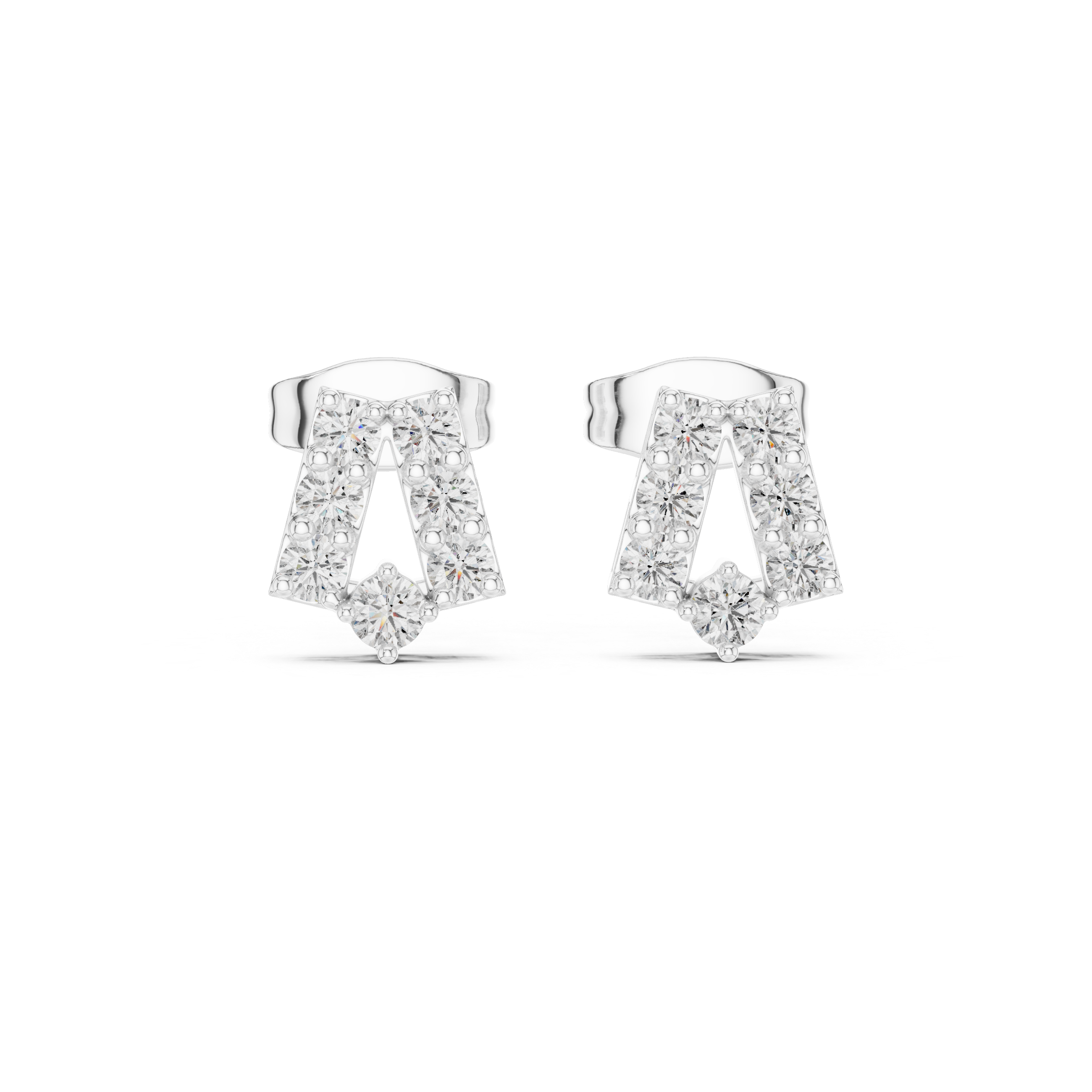 Modern Geometric Diamond Drop Stud Earrings – Minimal Open Frame Design