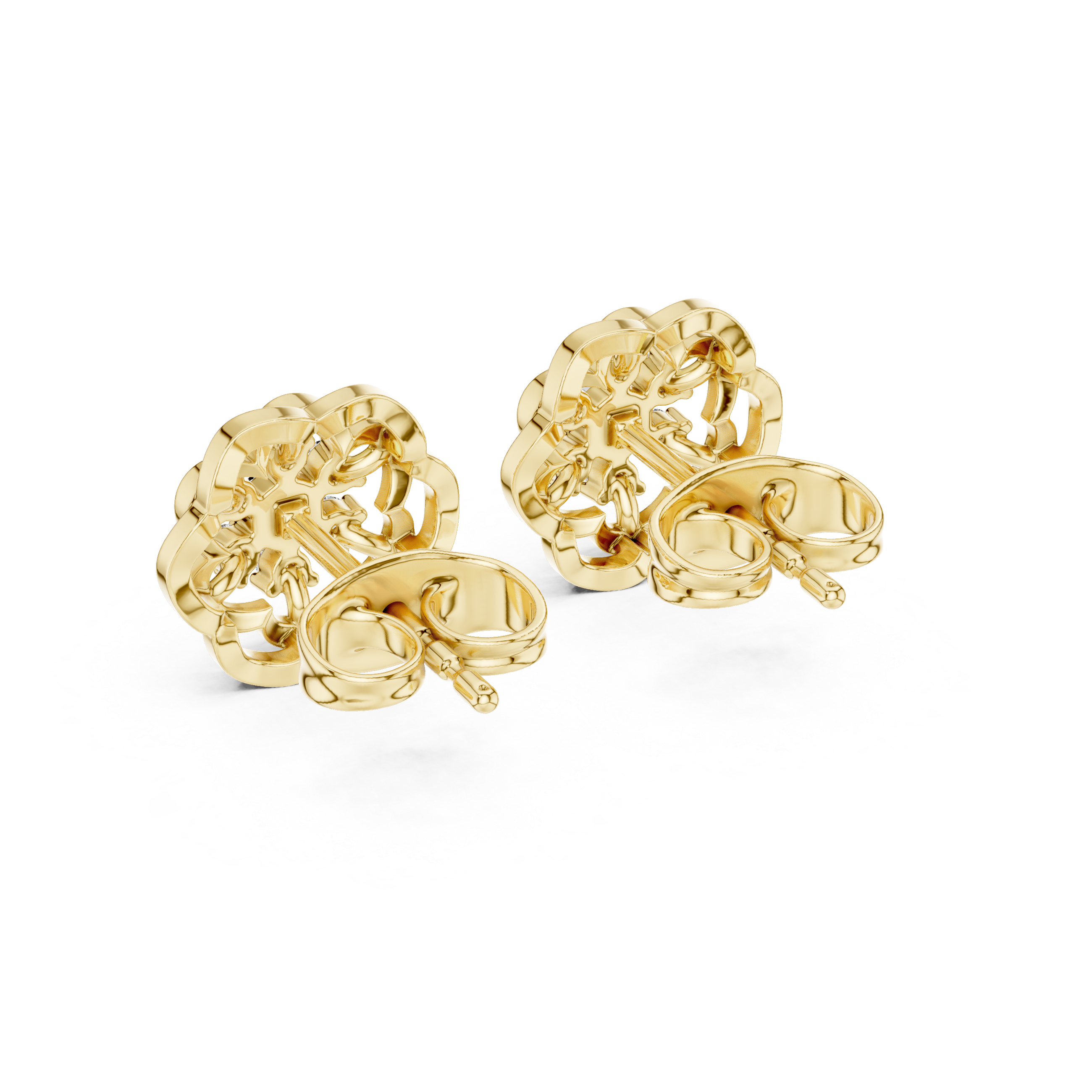 Elegant Floral Diamond Cluster Stud Earrings – Vintage Inspired Bloom Design