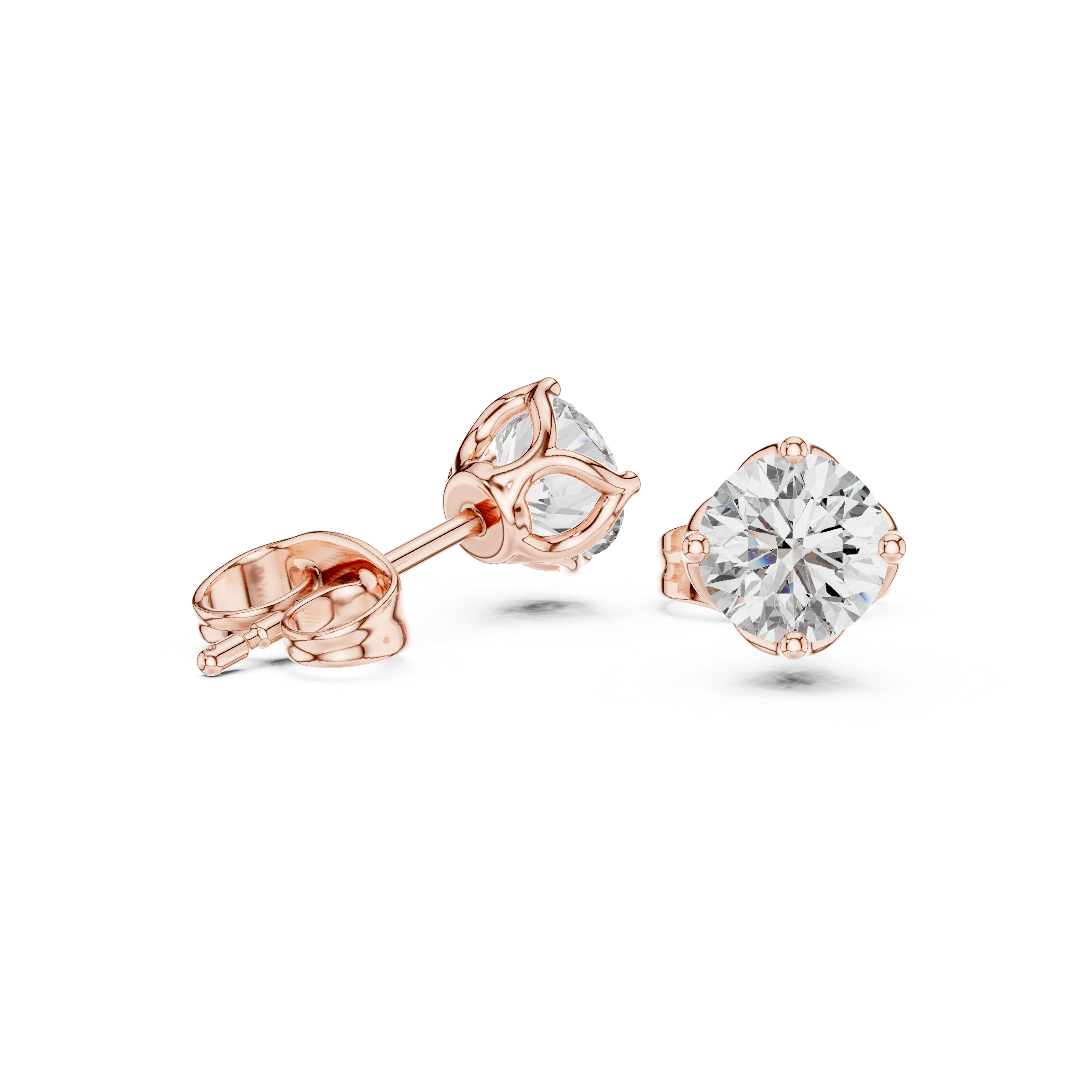 Elegant Round Solitaire Stud Earrings – Medium Size