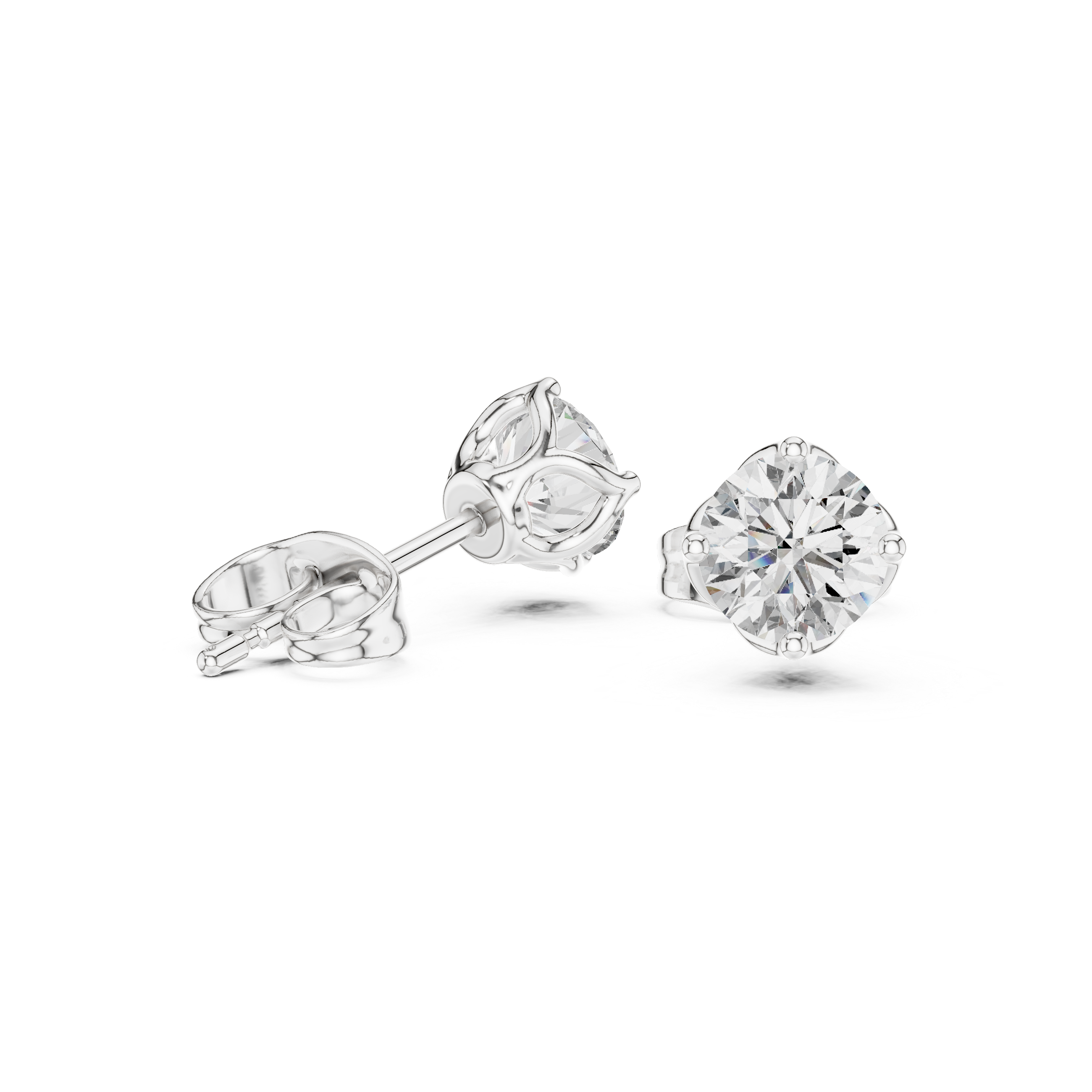 Elegant Round Solitaire Stud Earrings – Medium Size