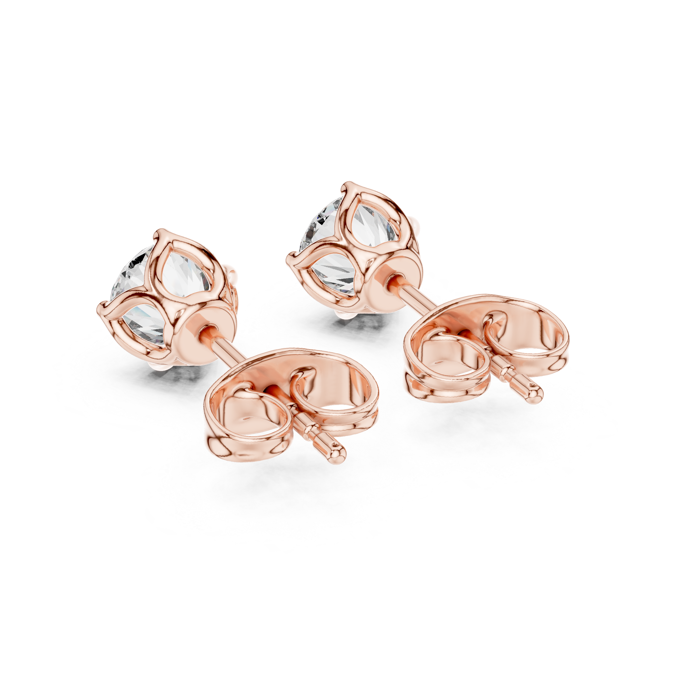 Elegant Round Solitaire Stud Earrings – Medium Size