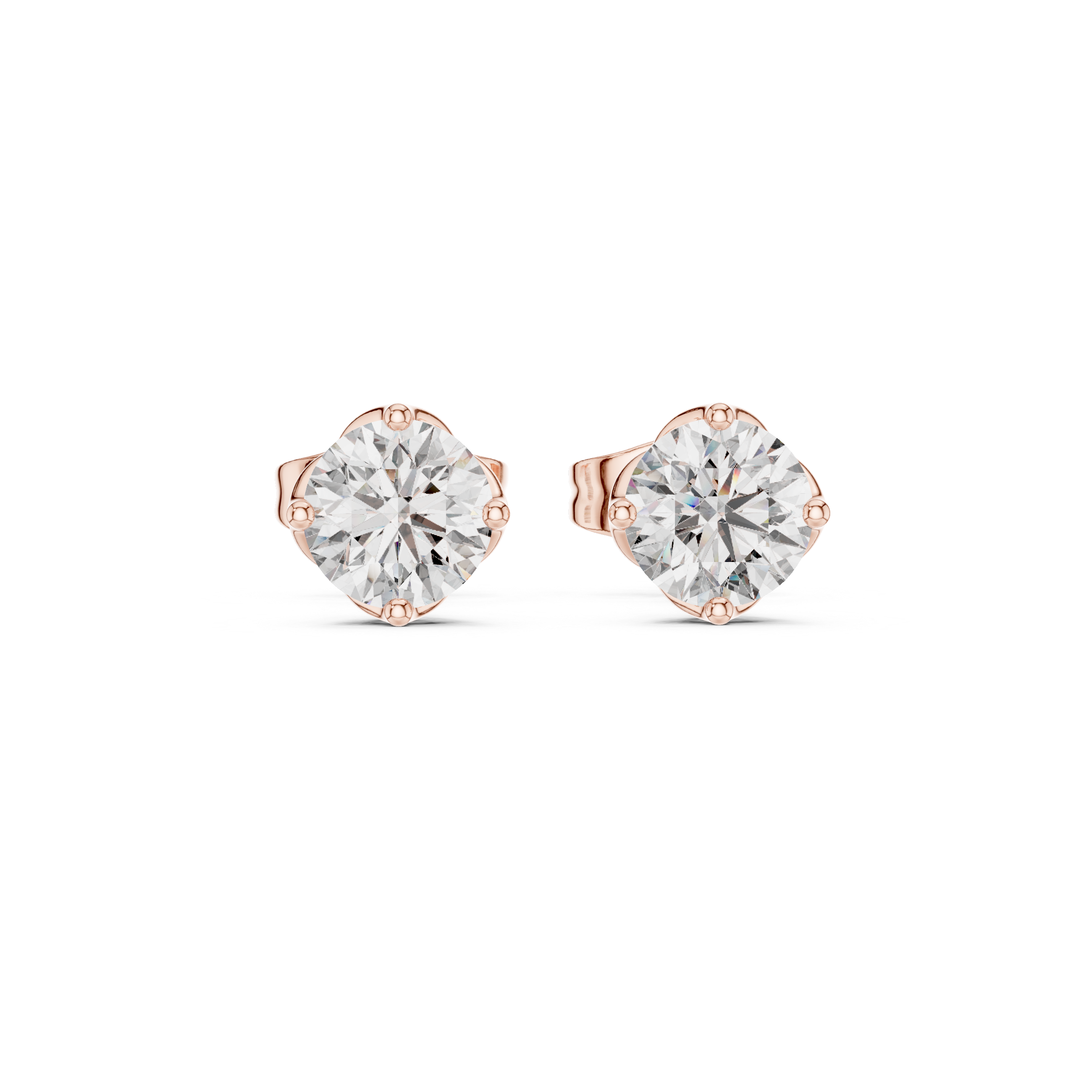 Elegant Round Solitaire Stud Earrings – Medium Size