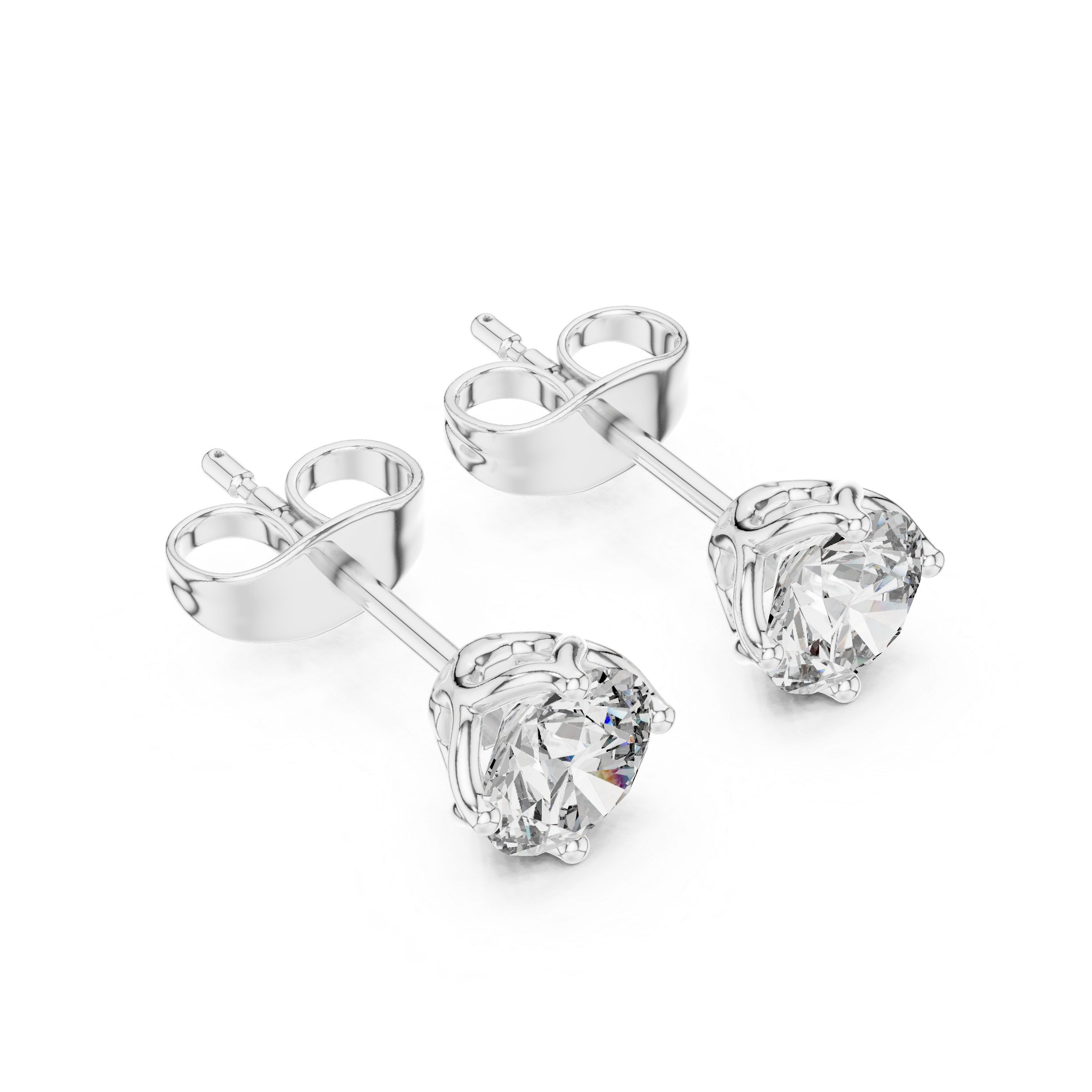 Elegant Round Solitaire Stud Earrings – Medium Size