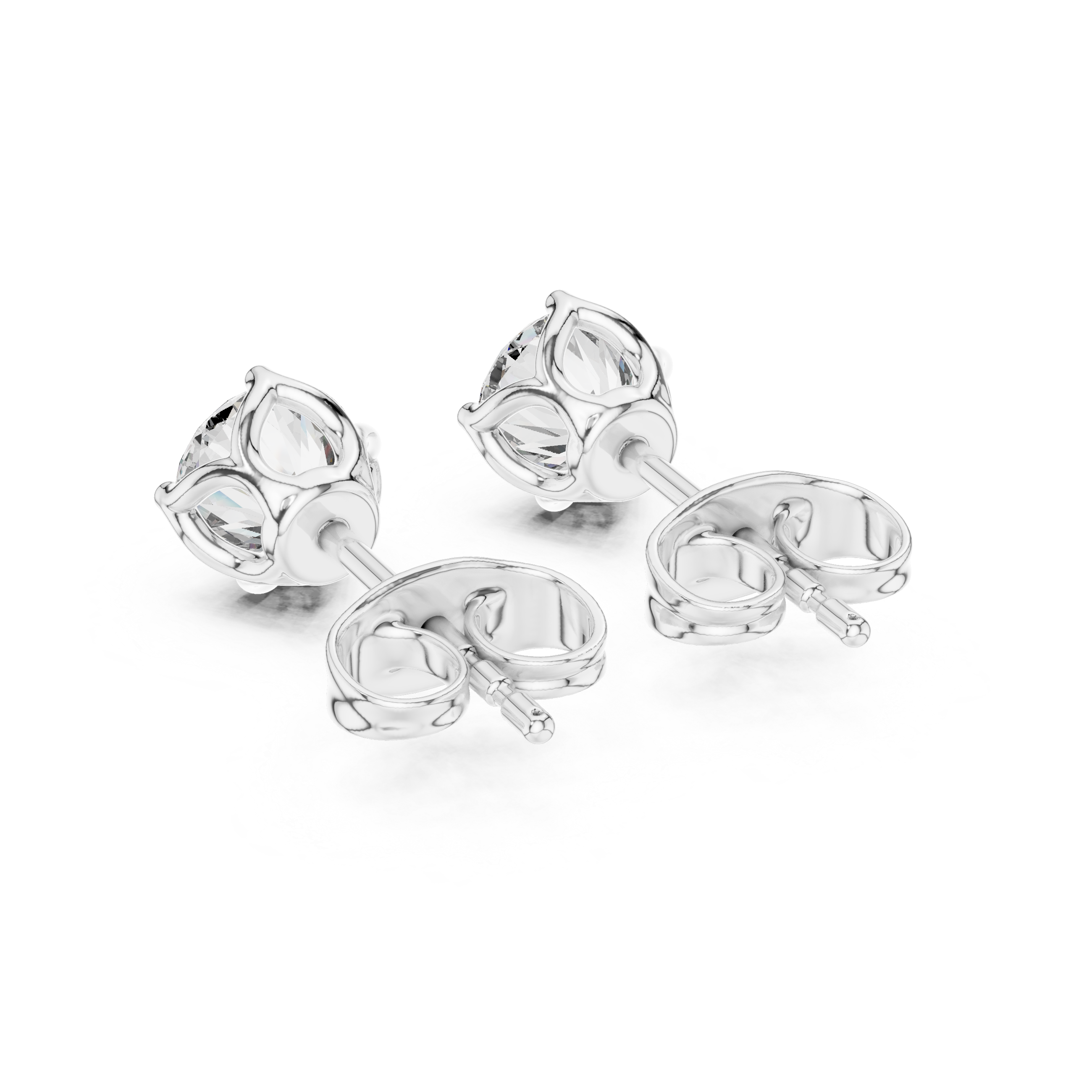 Elegant Round Solitaire Stud Earrings – Medium Size