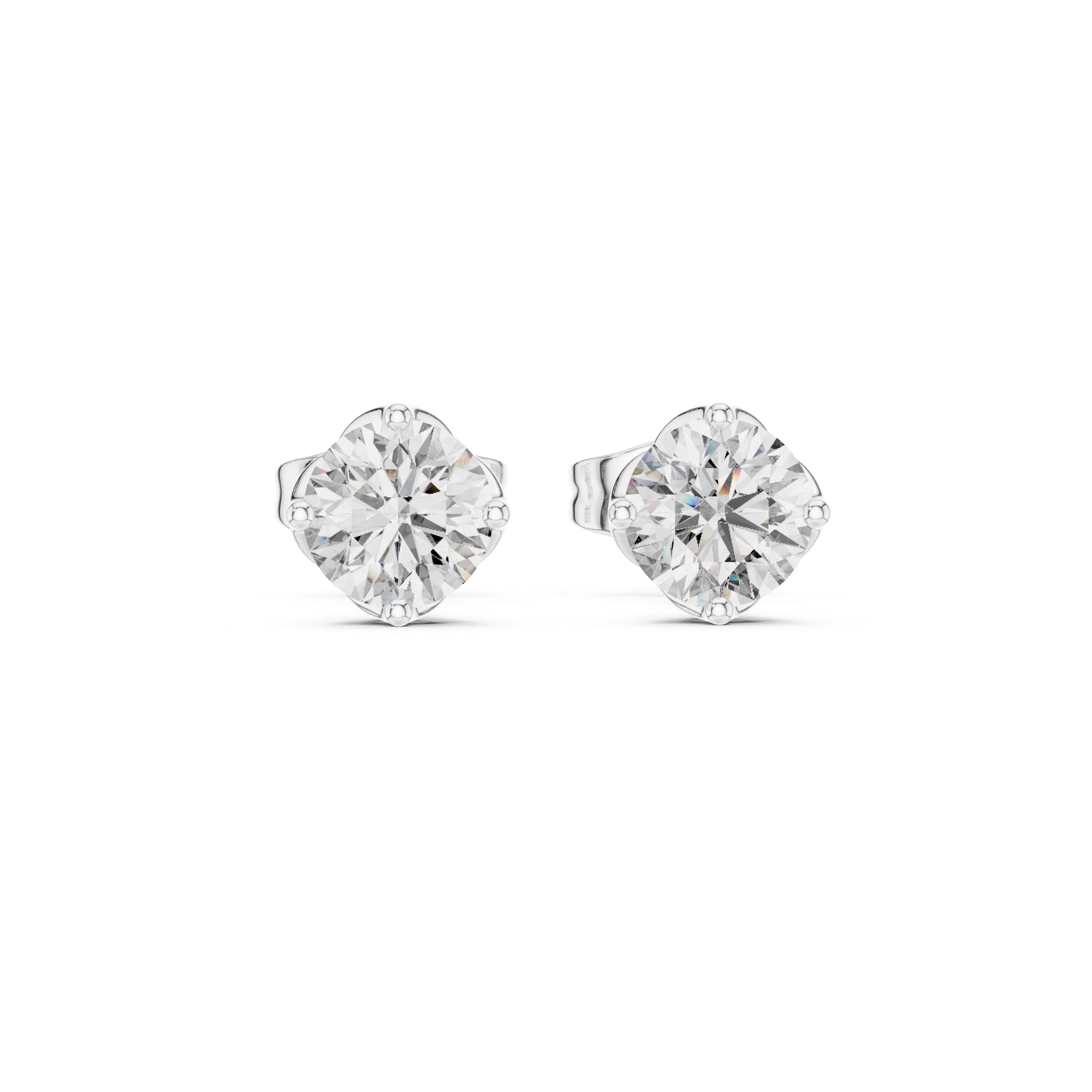 Elegant Round Solitaire Stud Earrings – Medium Size
