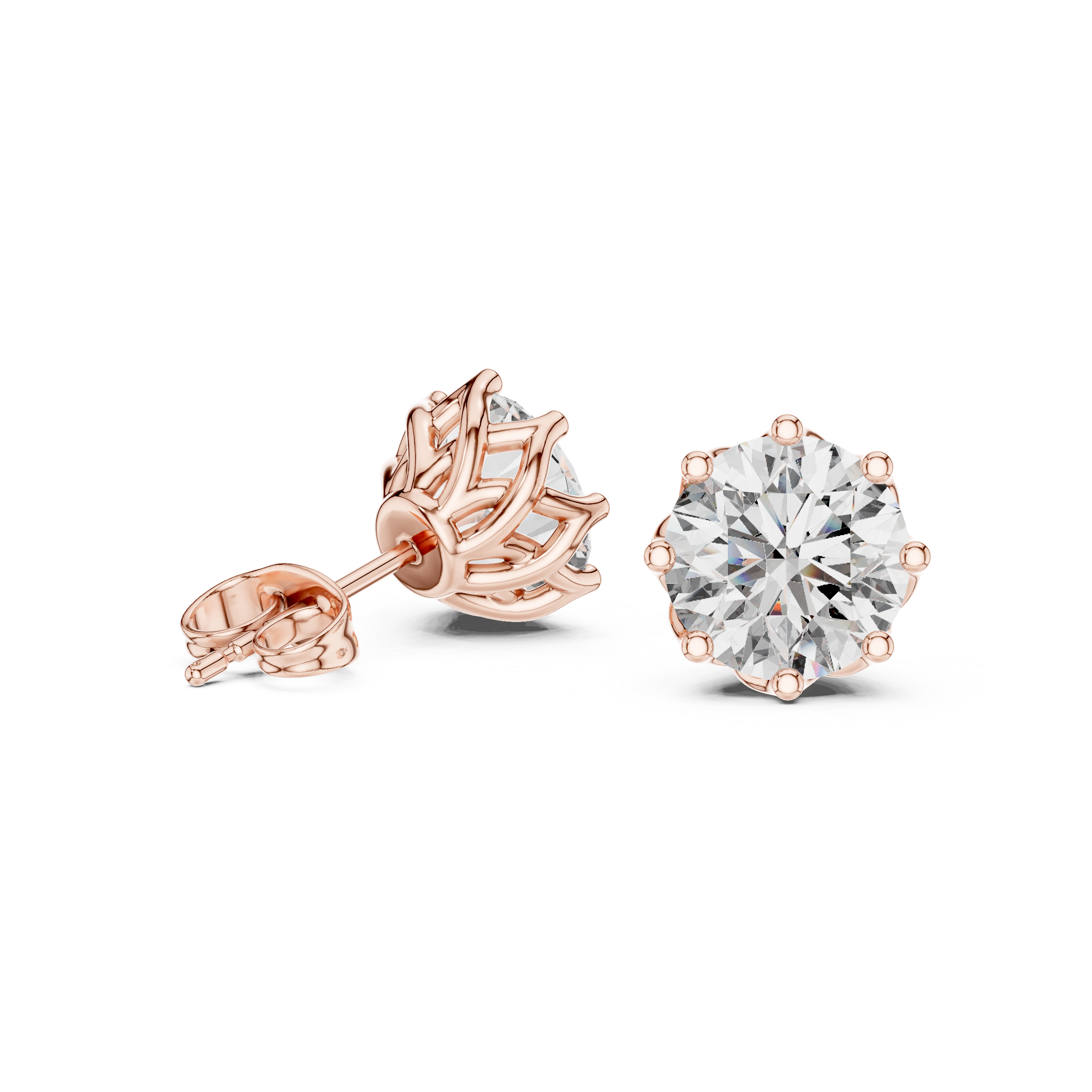 Premium Large Round Solitaire Stud Earrings