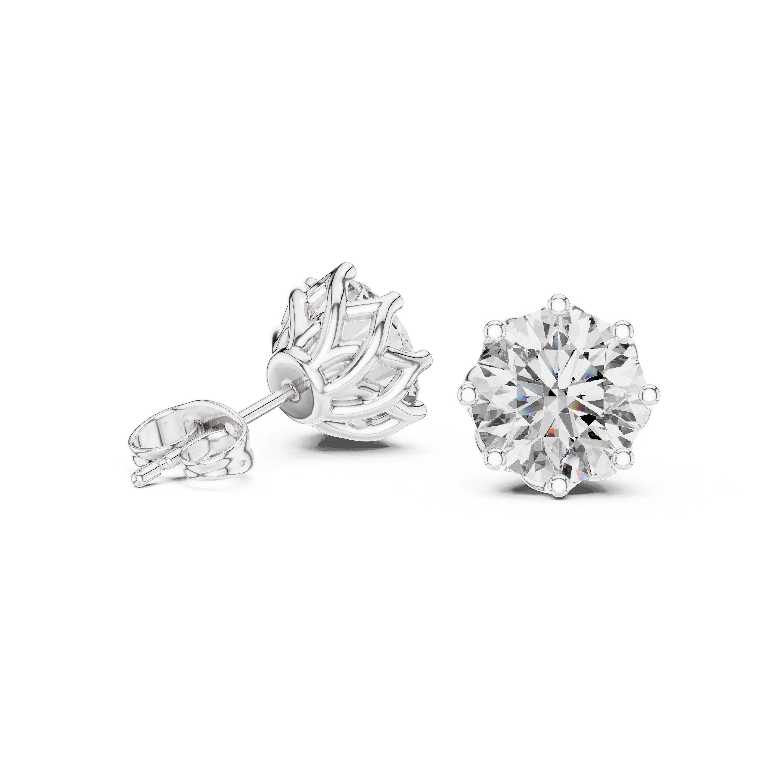 Premium Large Round Solitaire Stud Earrings