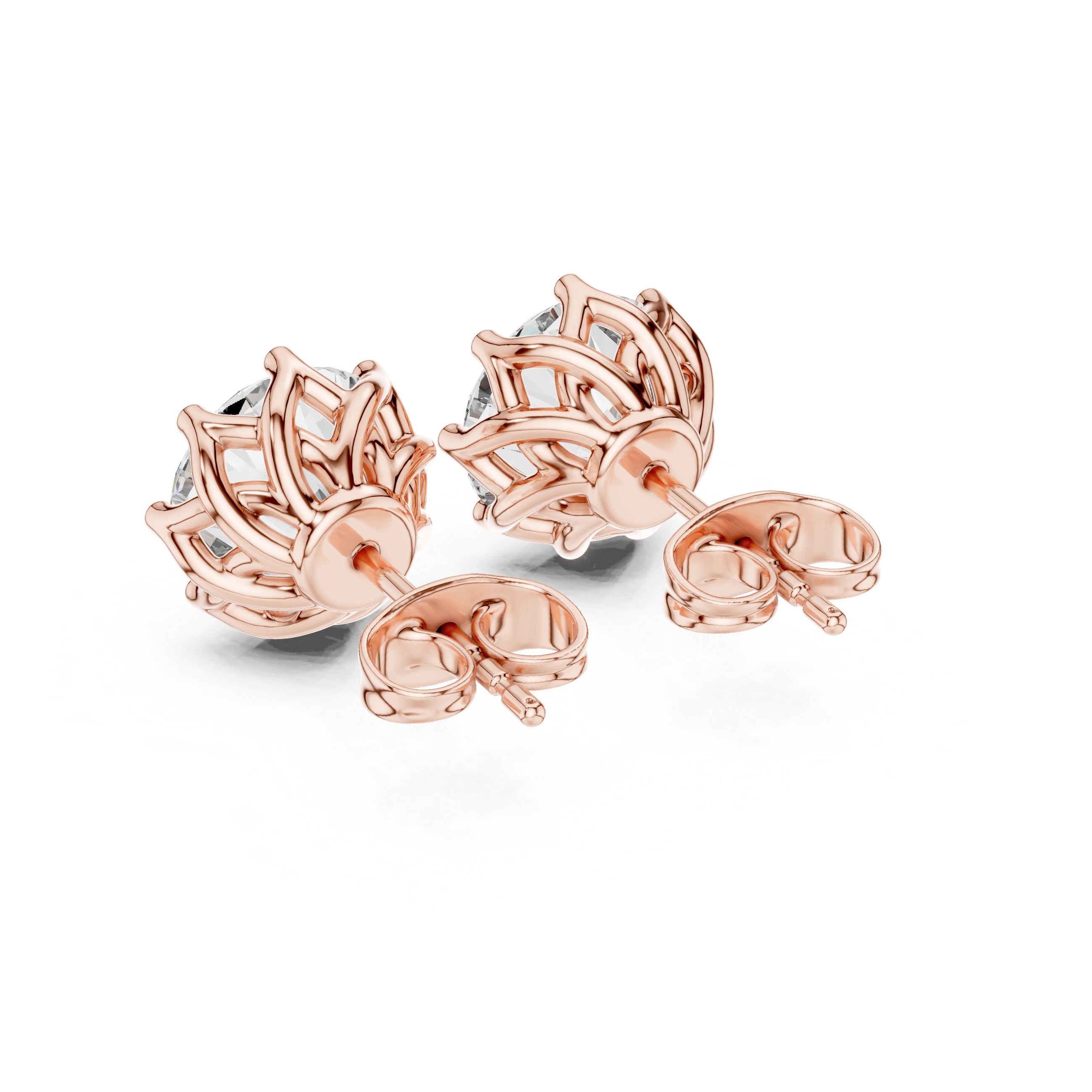 Premium Large Round Solitaire Stud Earrings