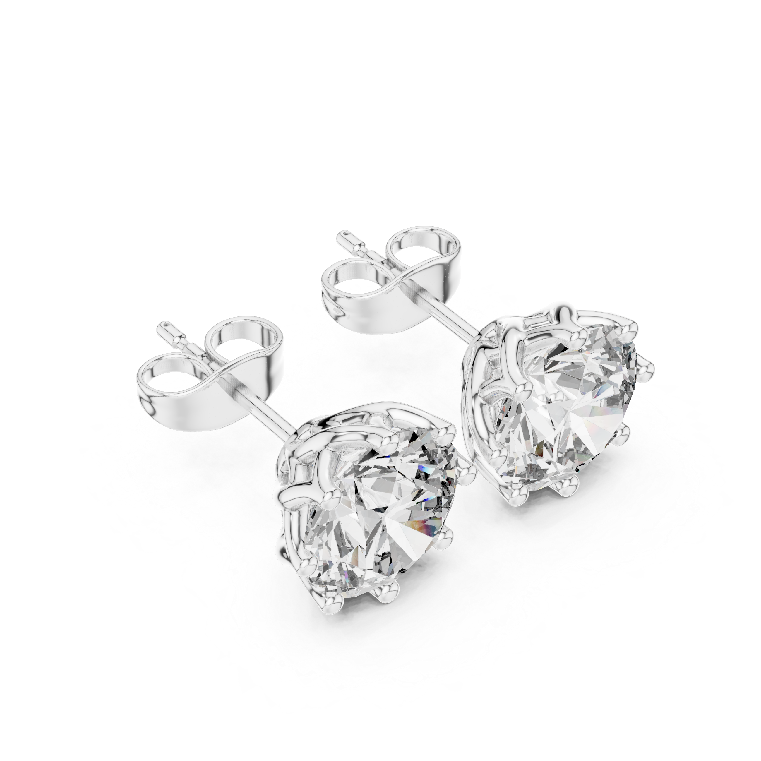 Premium Large Round Solitaire Stud Earrings