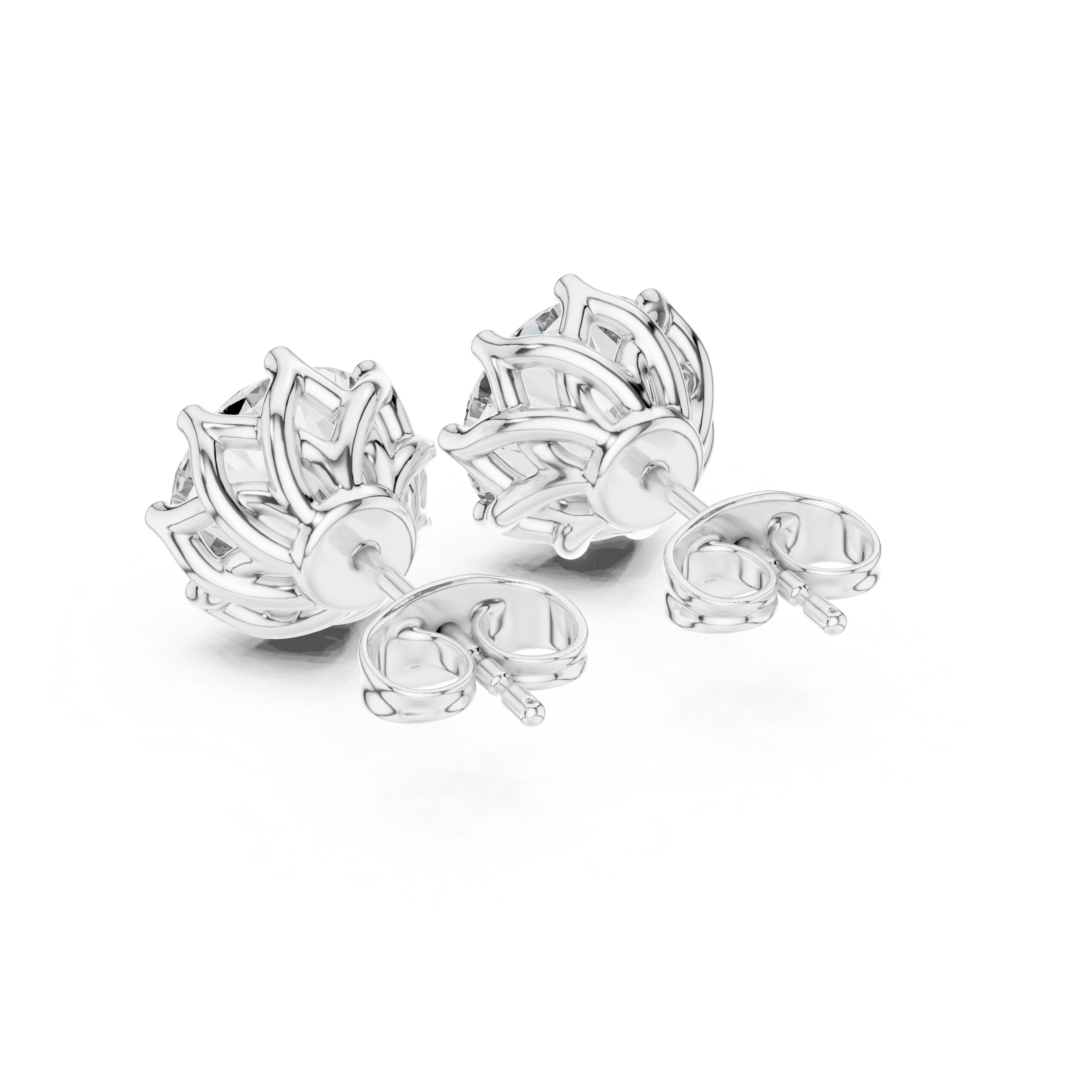Premium Large Round Solitaire Stud Earrings